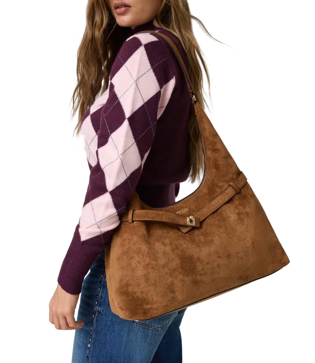 Guess Borsa Ella Hobo Cognac Donna