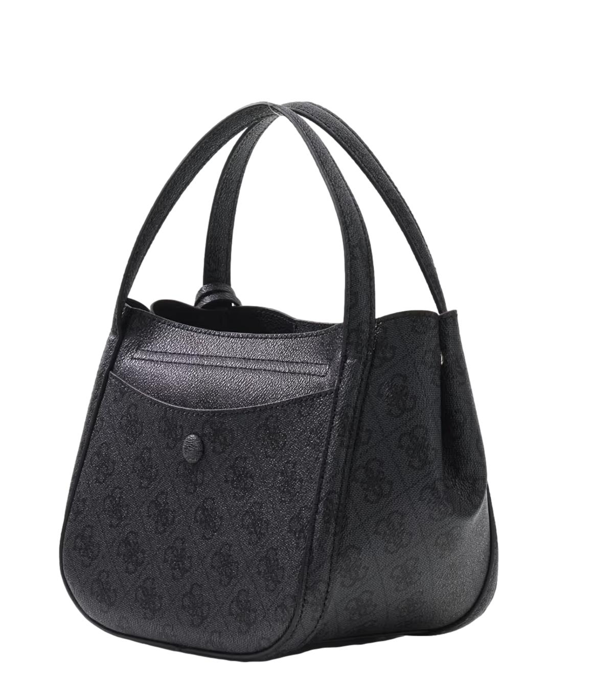 Guess Borsa Coleen Logo Small Satchel Coal Logo Donna