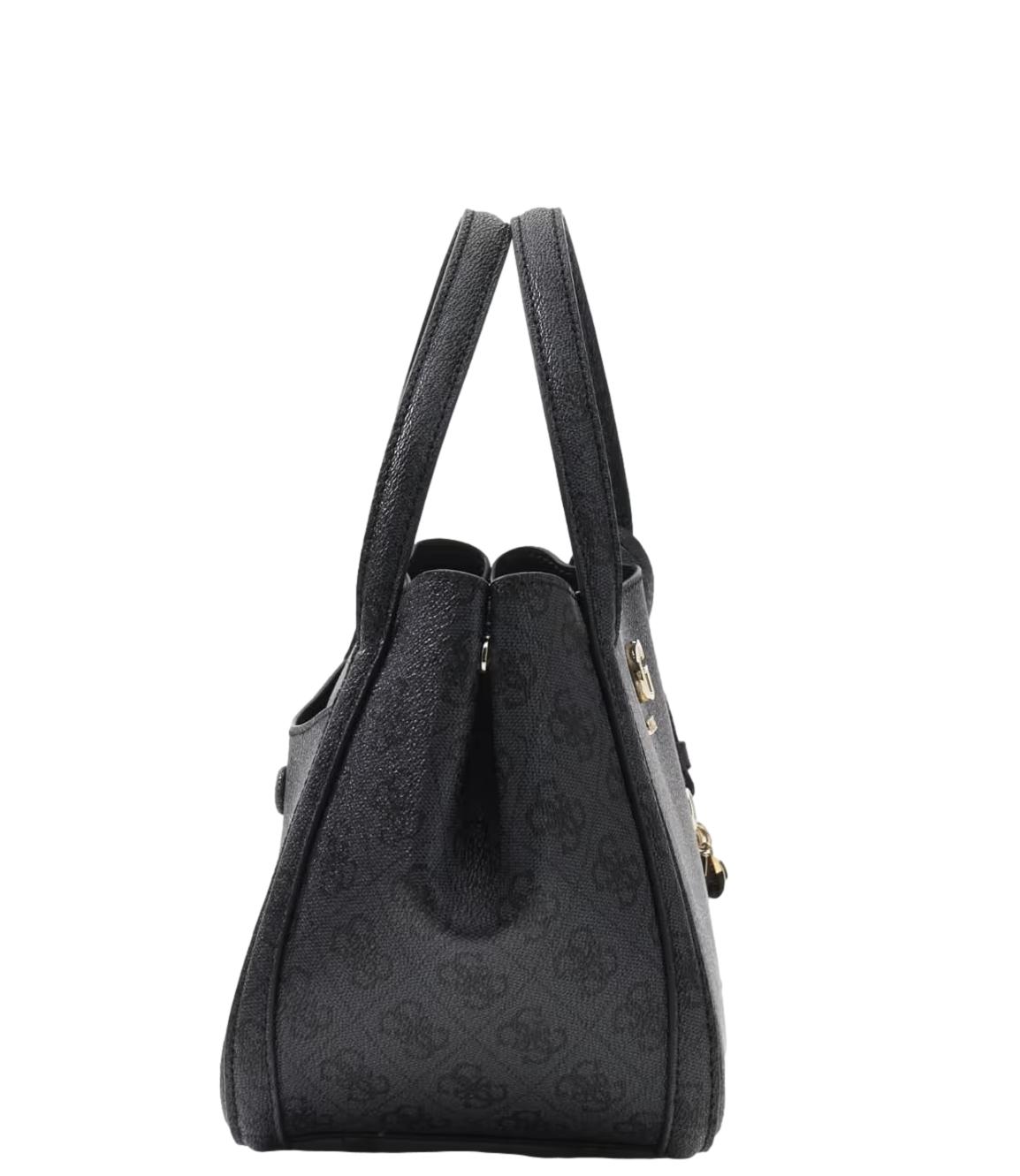 Guess Borsa Coleen Logo Small Satchel Coal Logo Donna