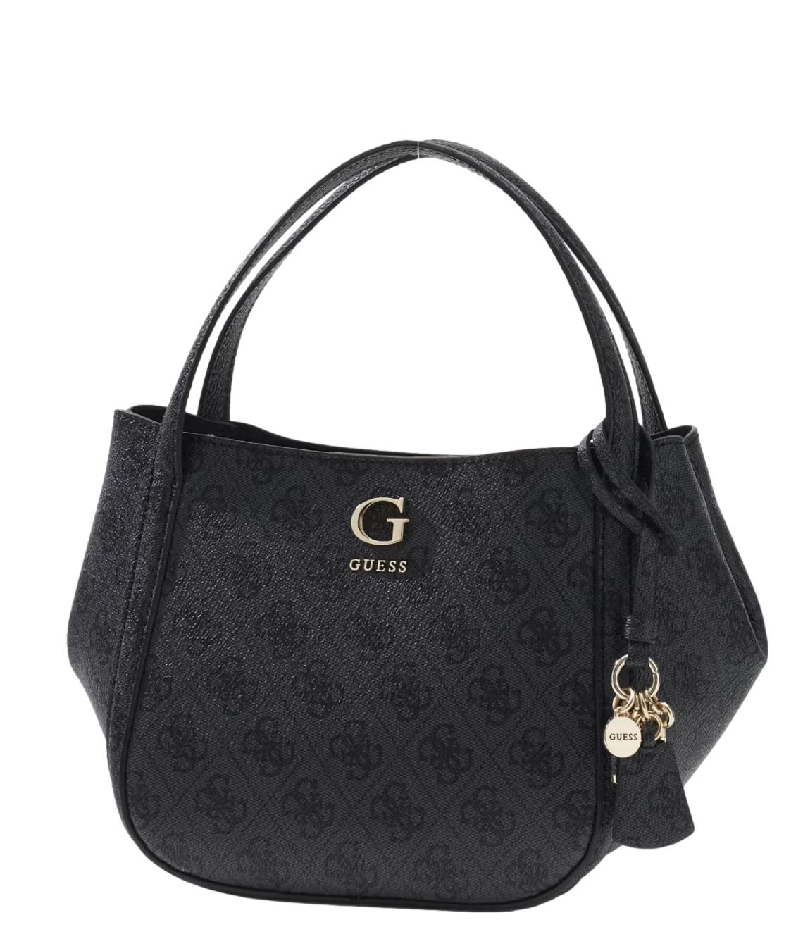 Guess Borsa Coleen Logo Small Satchel Coal Logo Donna