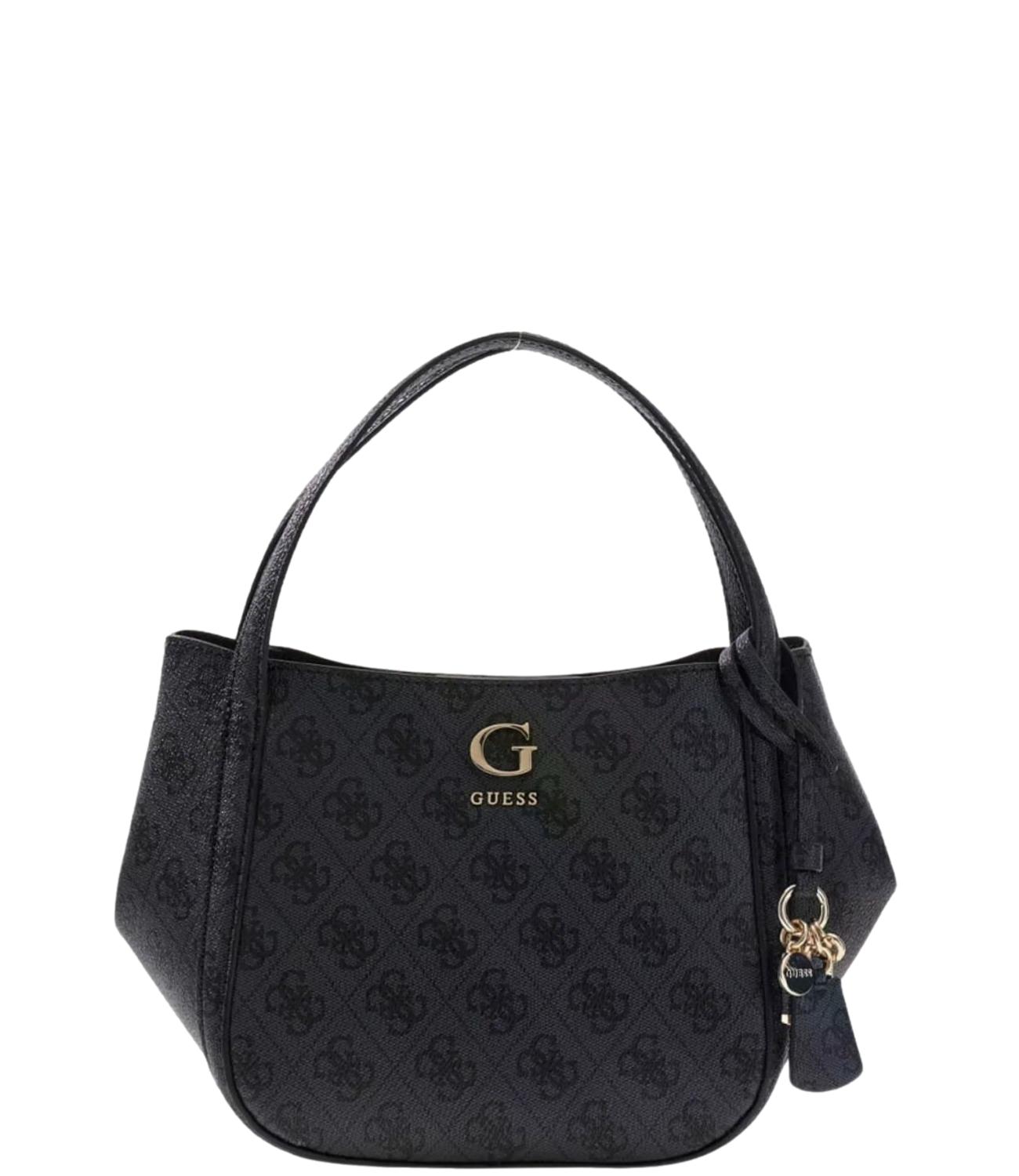 Guess Borsa Coleen Logo Small Satchel Coal Logo Donna