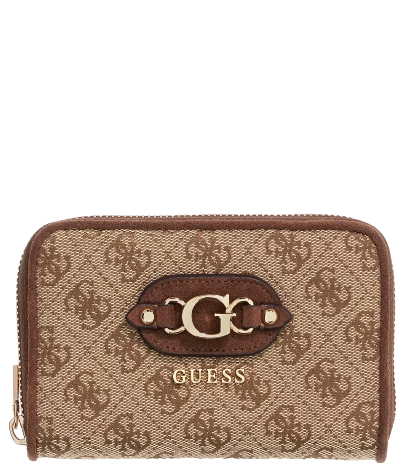 Guess Portafoglio Samantha Slg Med Zip Around Latte Logo/Brown Donna