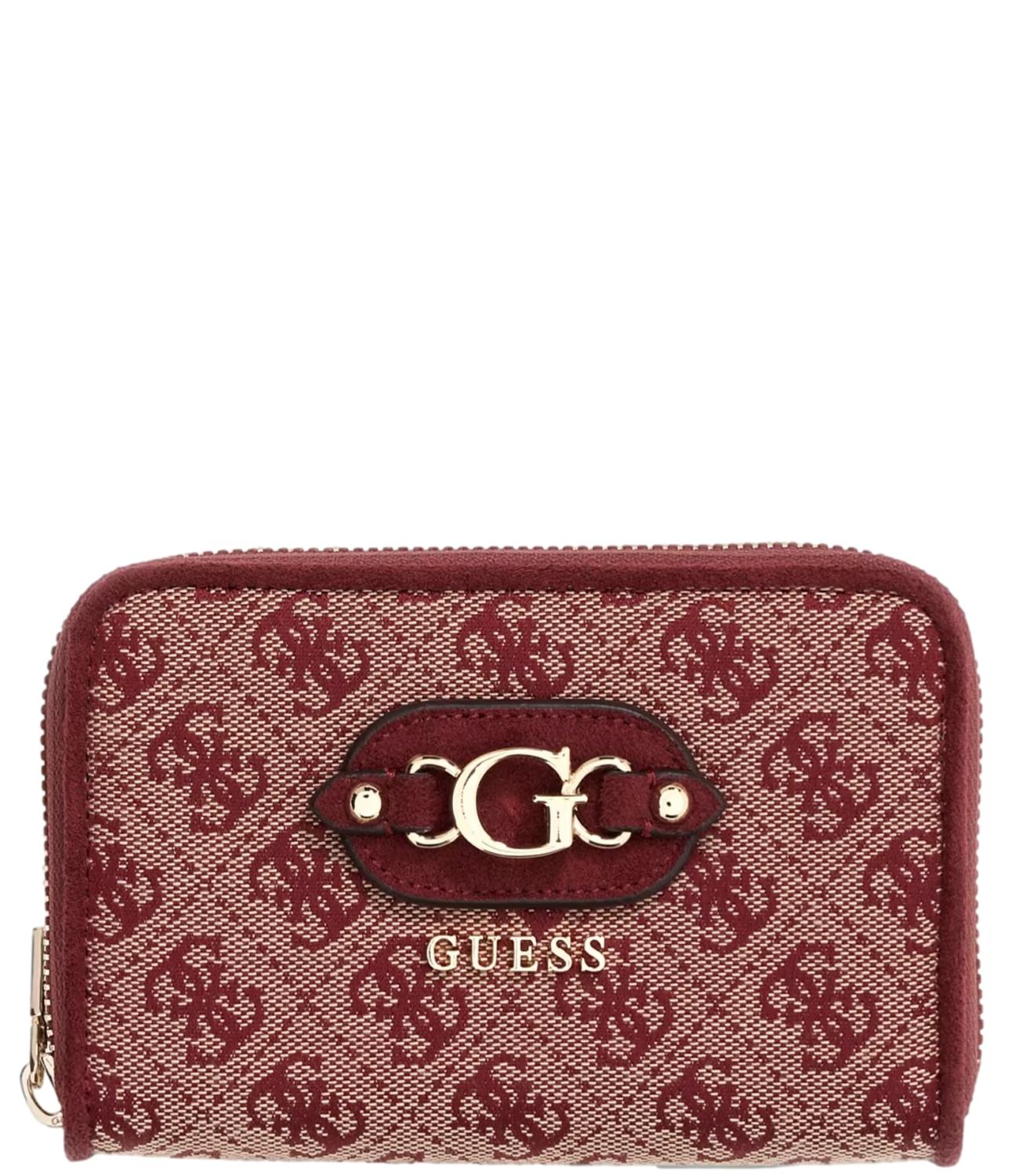 Guess Portafoglio Samantha Slg Med Zip Around Merlot Logo Donna