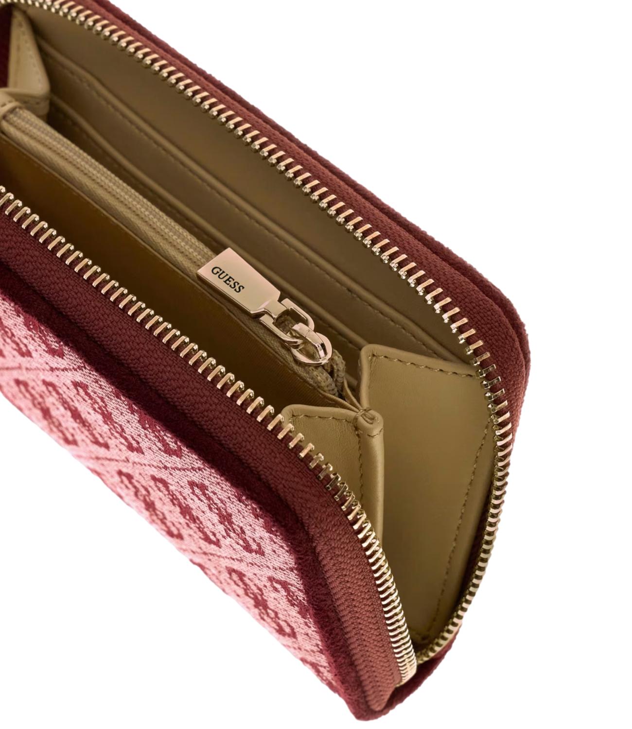 Guess Portafoglio Samantha Slg Med Zip Around Merlot Logo Donna