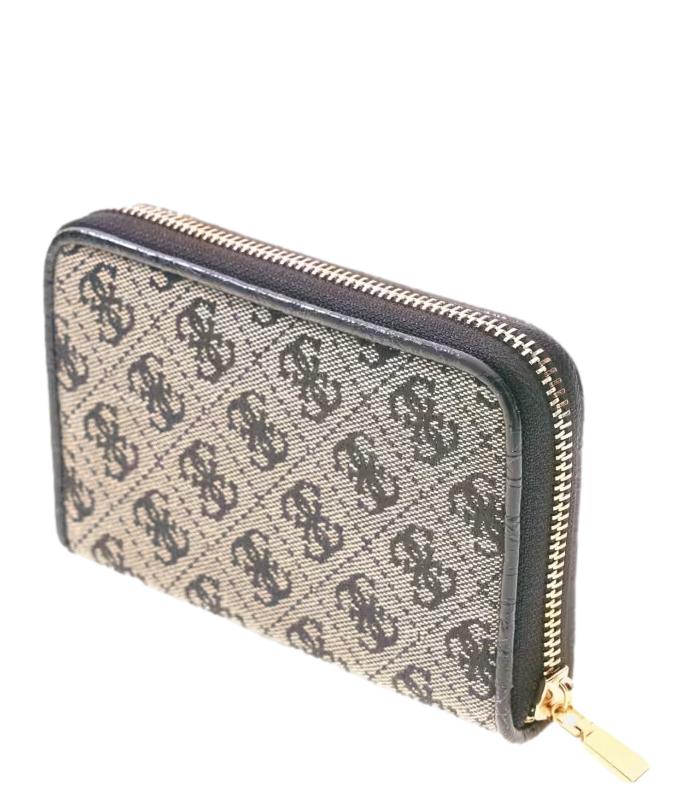 Guess Portafoglio Samantha Slg Med Zip Around Black Logo Donna