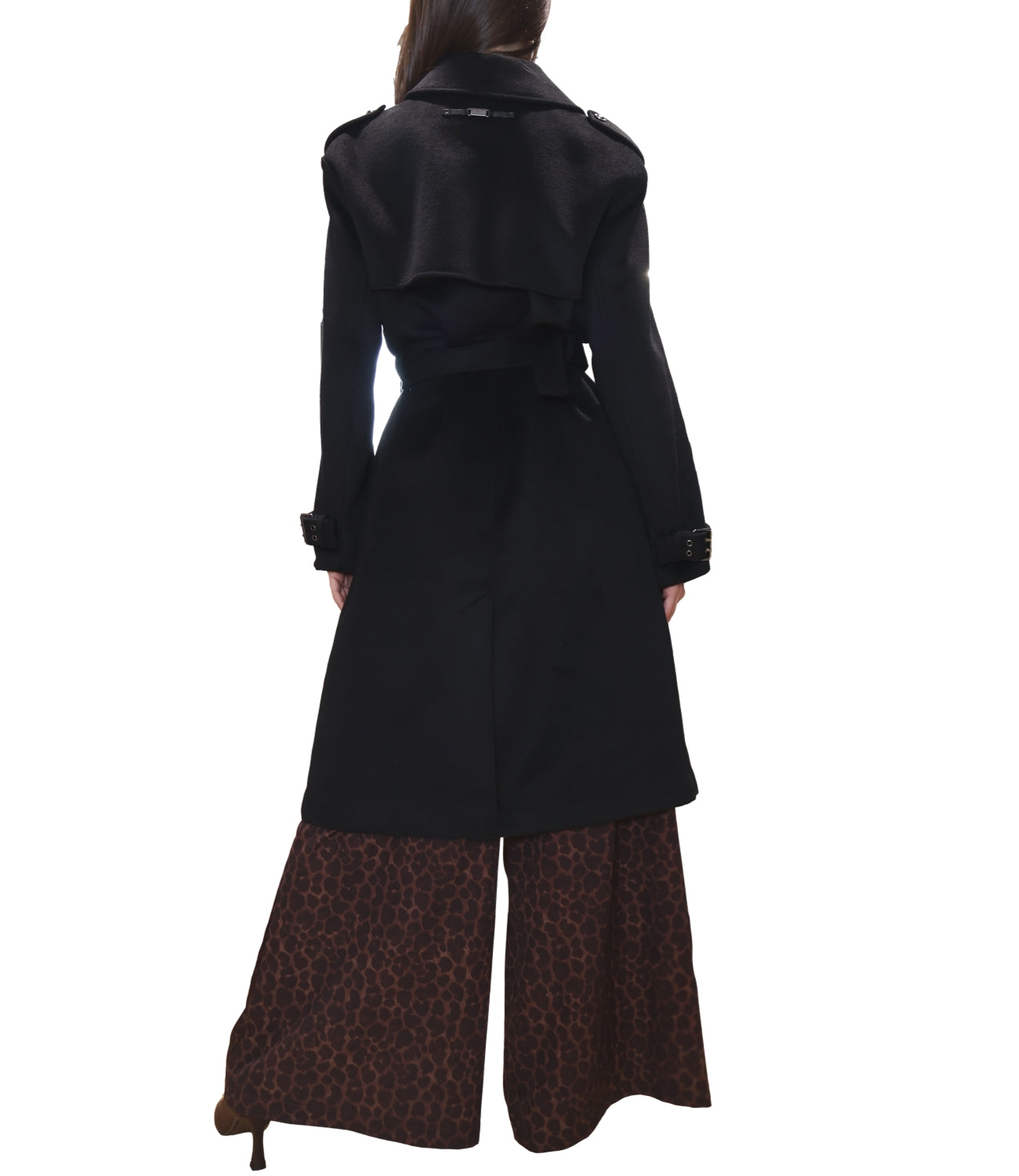 Guess Cappotto Eve Melton Trench Jet Black Donna