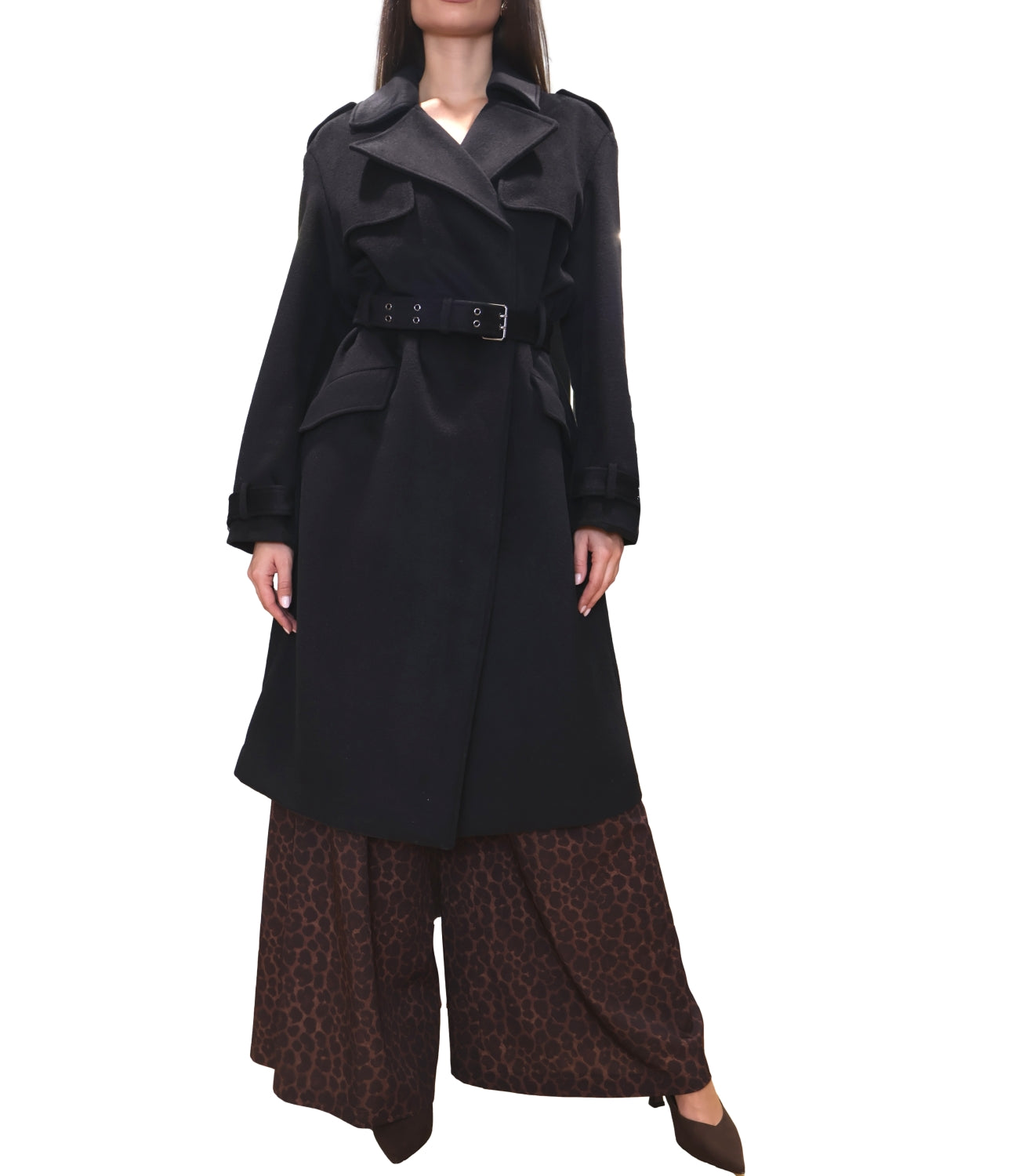 Guess Cappotto Eve Melton Trench Jet Black Donna