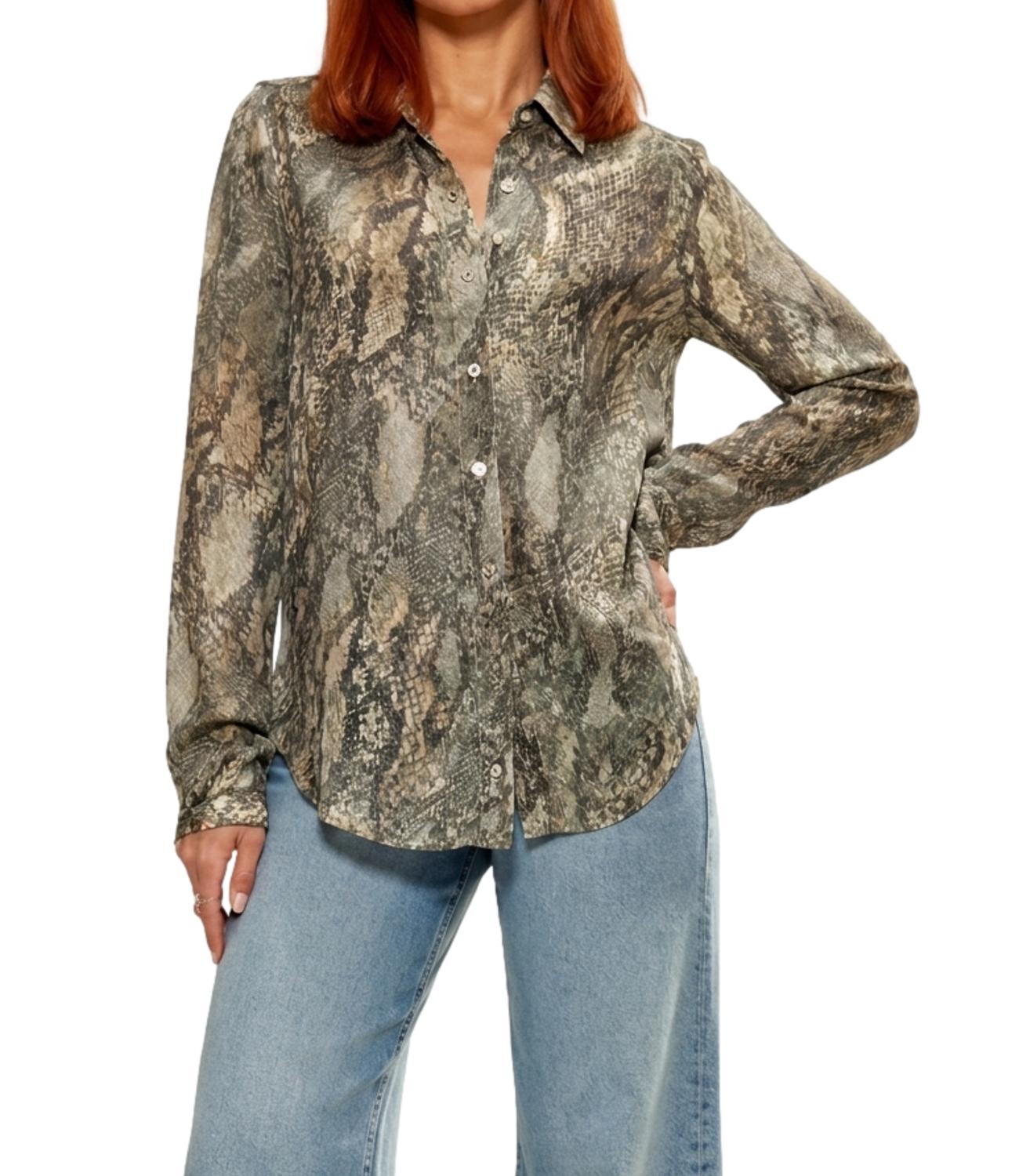 Guess Camicia New Ls Clouis Shirt Rustic Phyton Donna