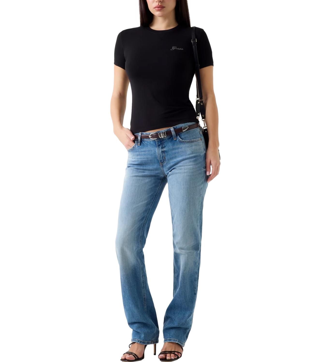 Guess T-shirt New Ss Cn Mini Logo Tee Nero Donna
