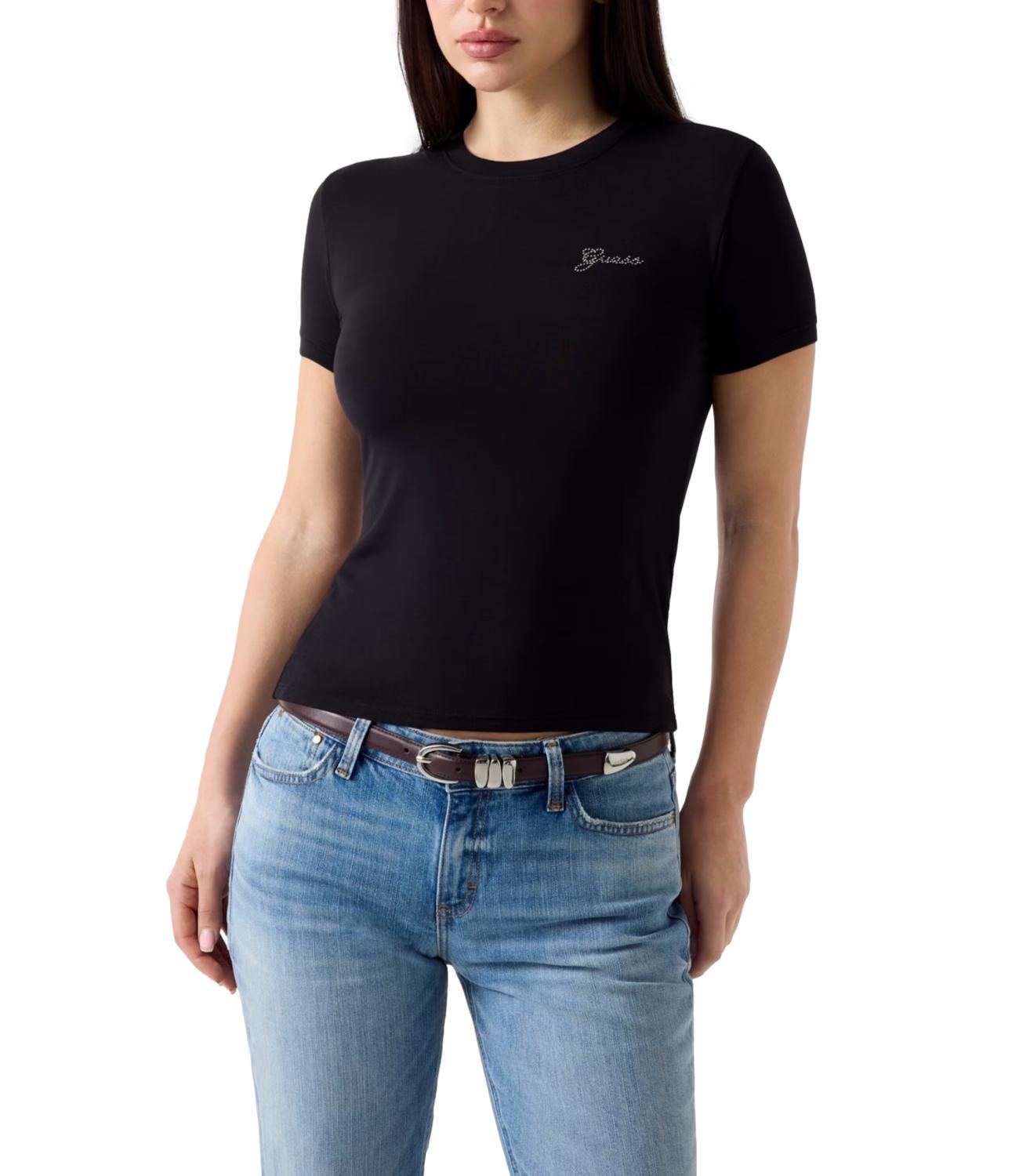 Guess T-shirt New Ss Cn Mini Logo Tee Nero Donna