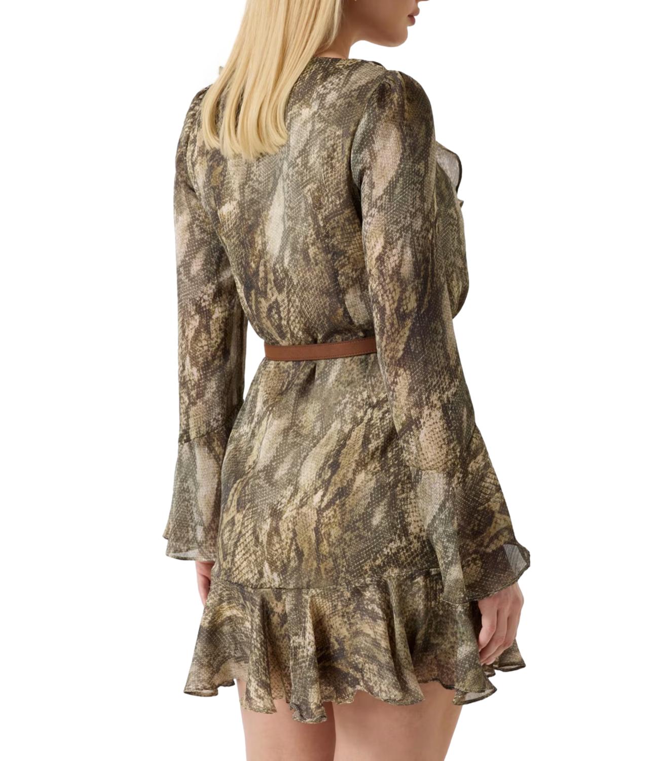 Guess Abito Ls Emy Belted Rustic Phyton Donna
