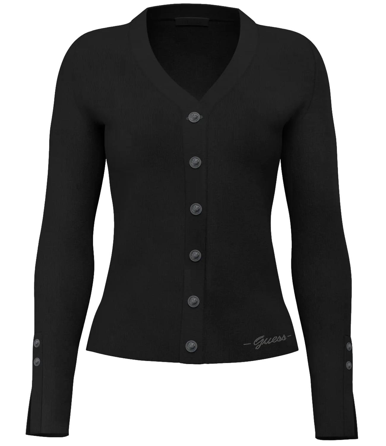 Guess Maglia Ls Vn Ellie Cardi Swtr Nera Donna