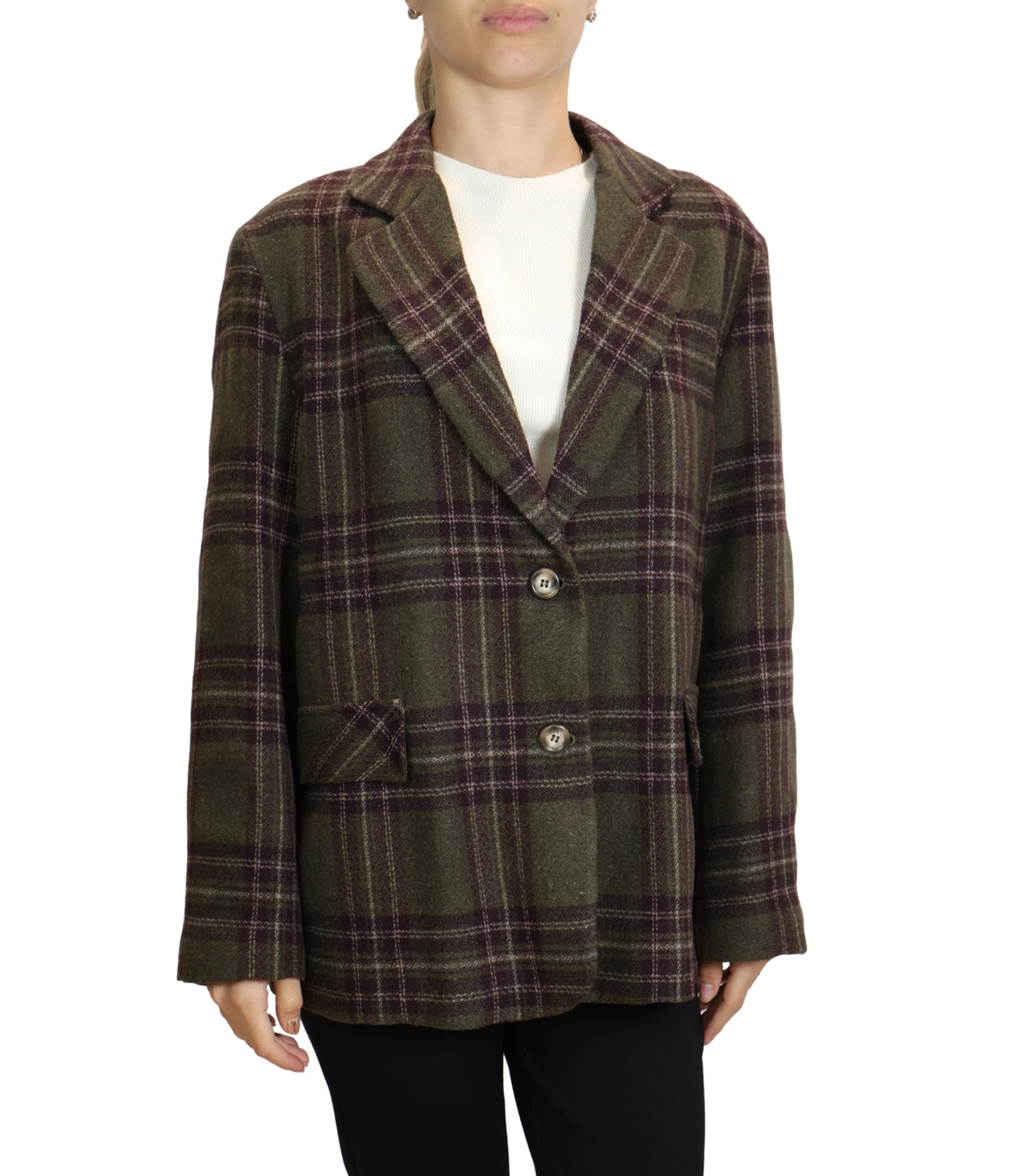 Have One Giacca Over Quadri Militare/Bordeaux Donna
