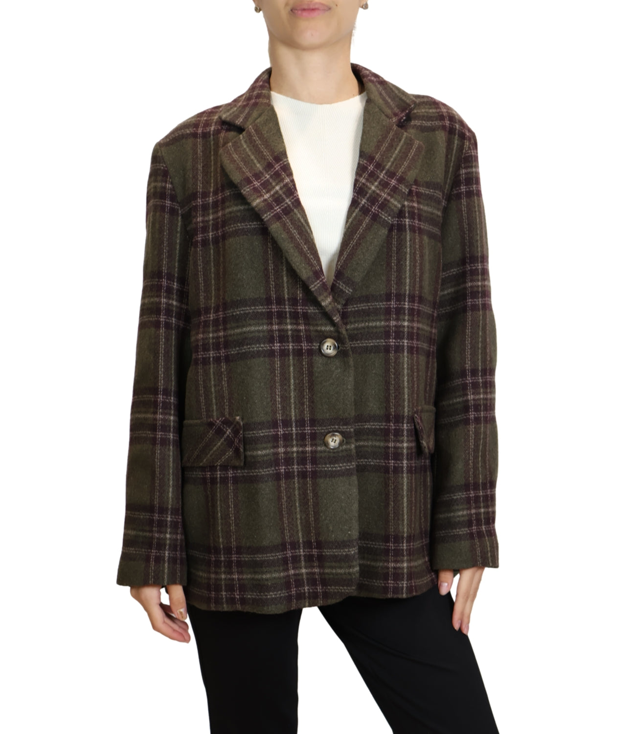 Have One Giacca Over Quadri Militare/Bordeaux Donna