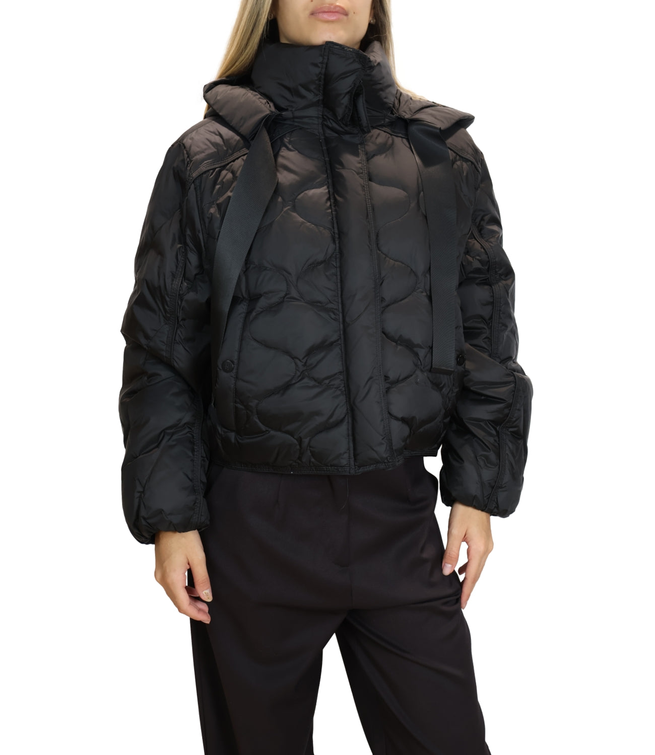 Have One Piumino Crop Nero Donna