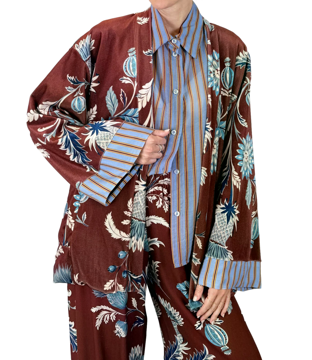 Have One Kimono Fiori Celeste Donna