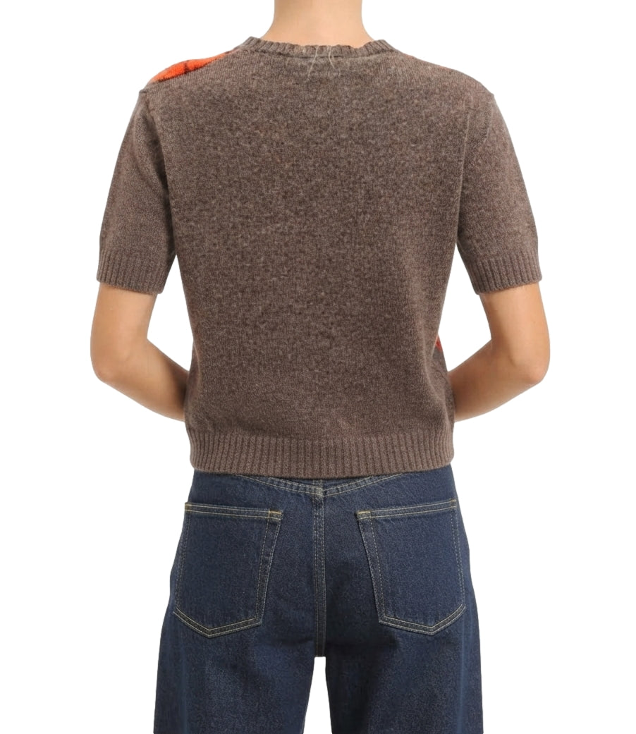 Have One Maglia Rombi Tortora/Arancio Donna