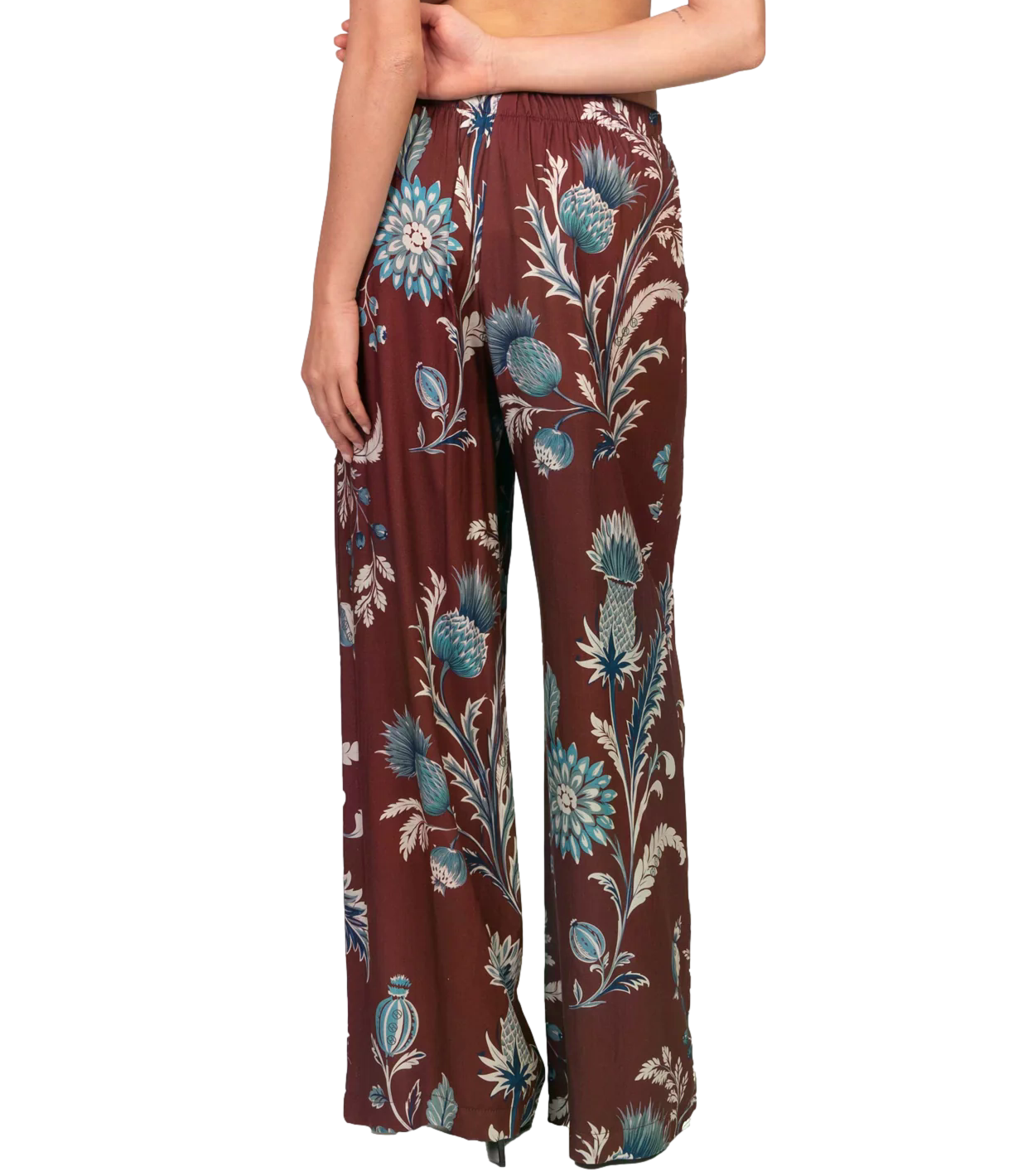 Have One Pantalone Fiori Celeste Donna