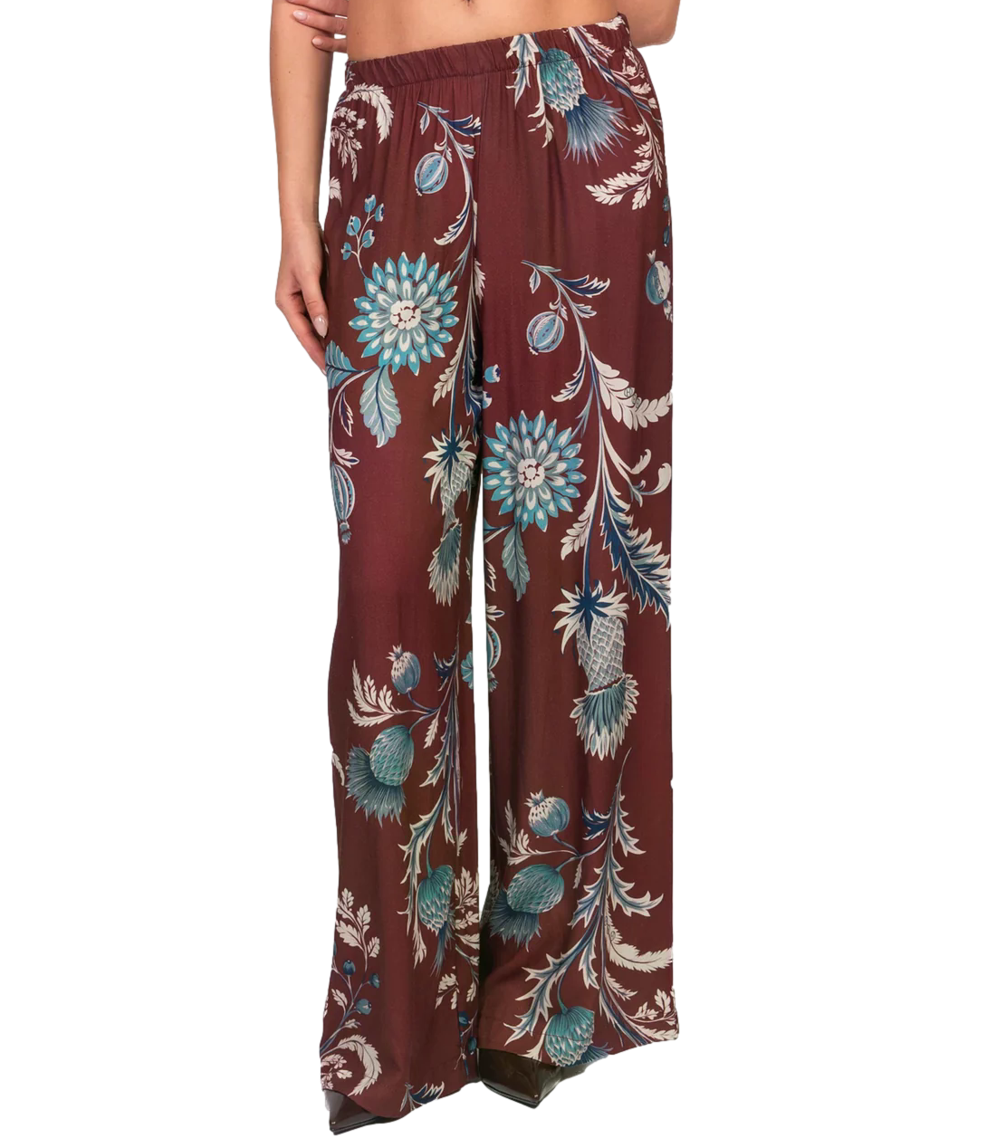 Have One Pantalone Fiori Celeste Donna