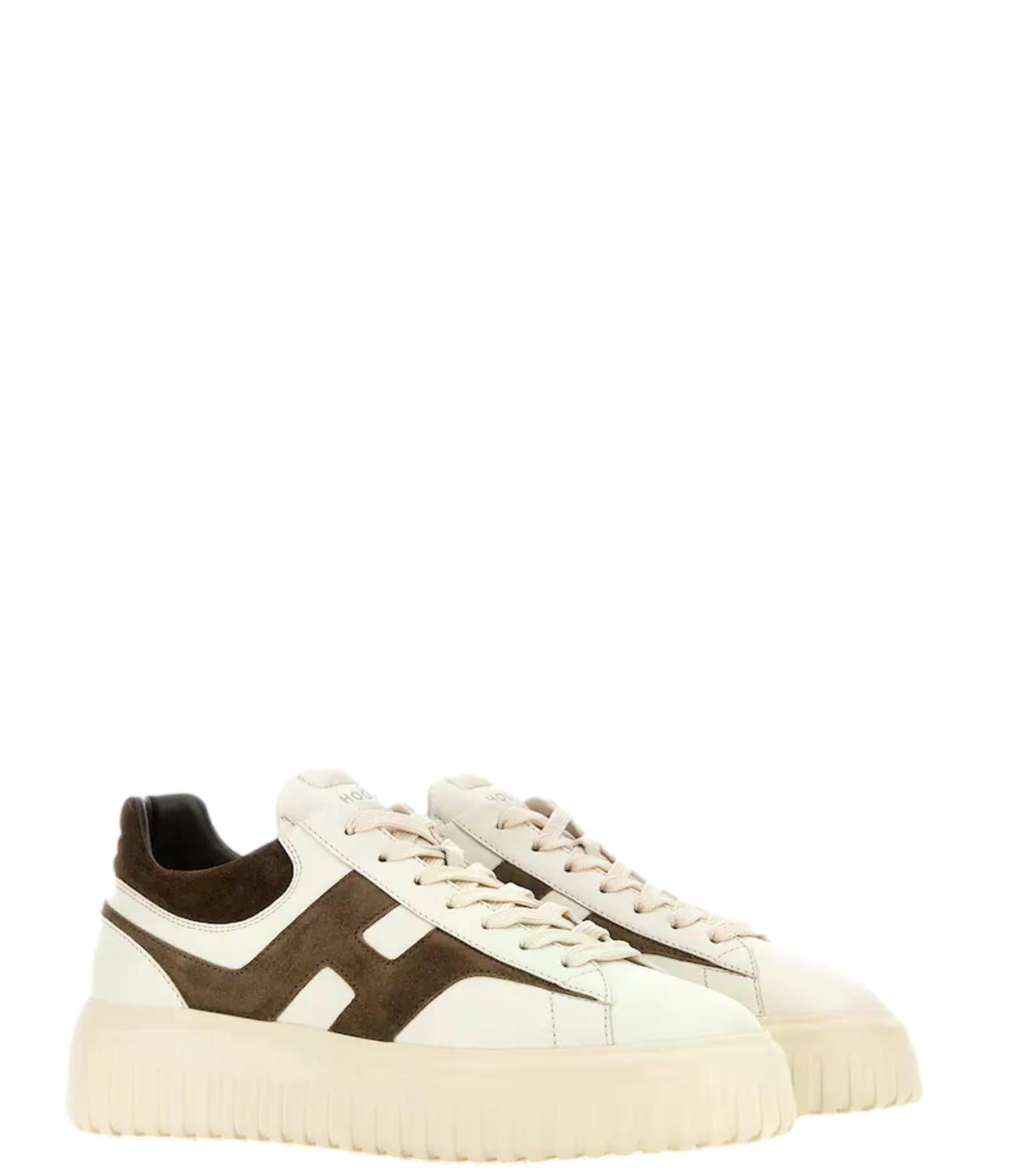Sneakers Hogan H-Stripes Avorio Marrone uomo