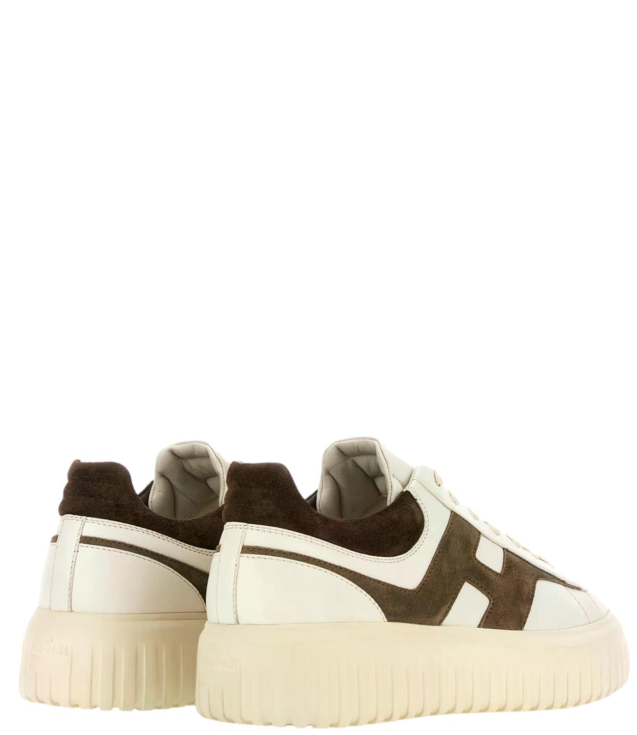 Sneakers Hogan H-Stripes Avorio Marrone uomo