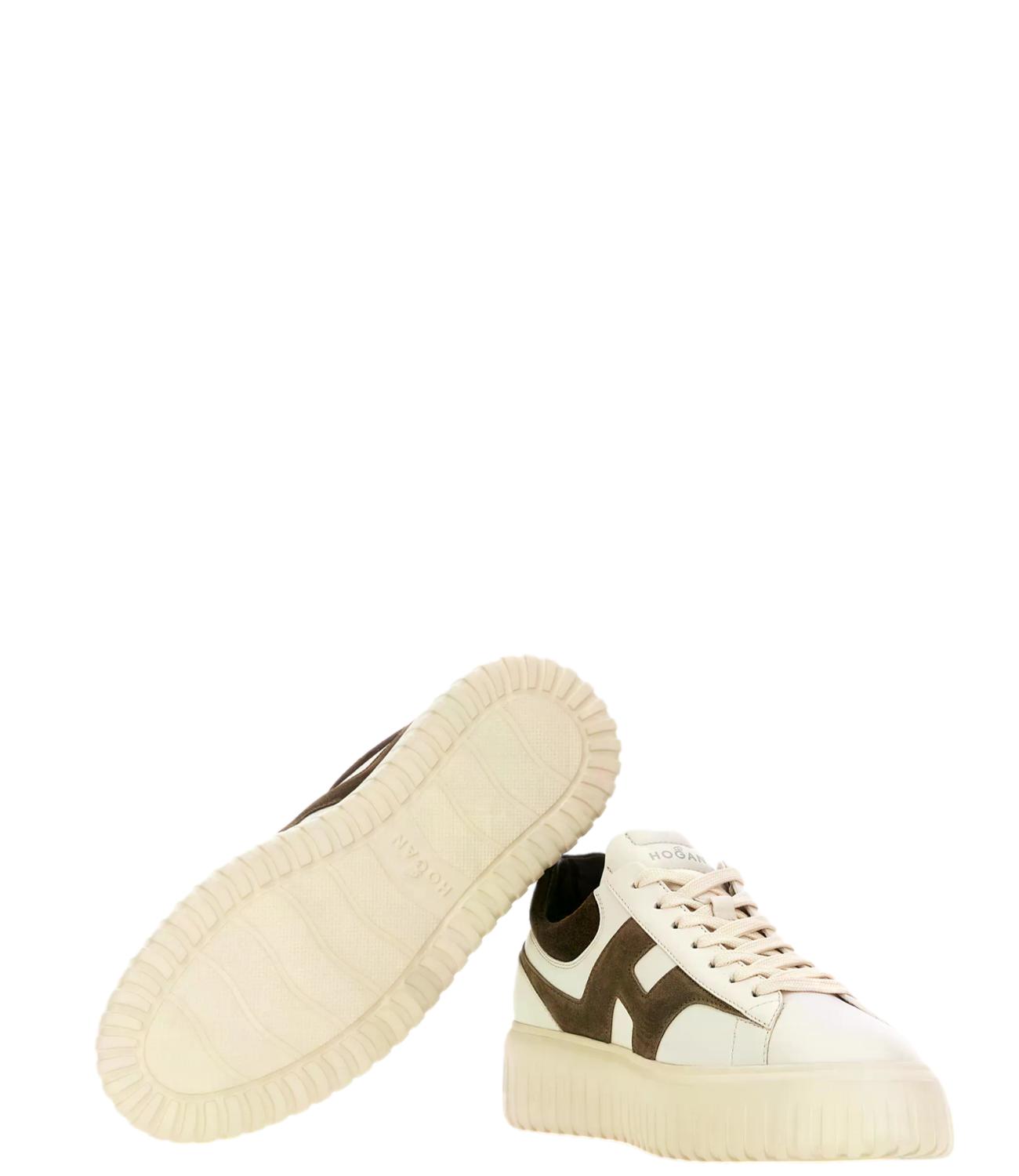 Sneakers Hogan H-Stripes Avorio Marrone uomo