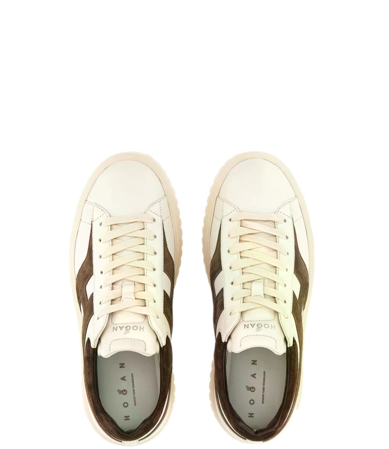 Sneakers Hogan H-Stripes Avorio Marrone uomo