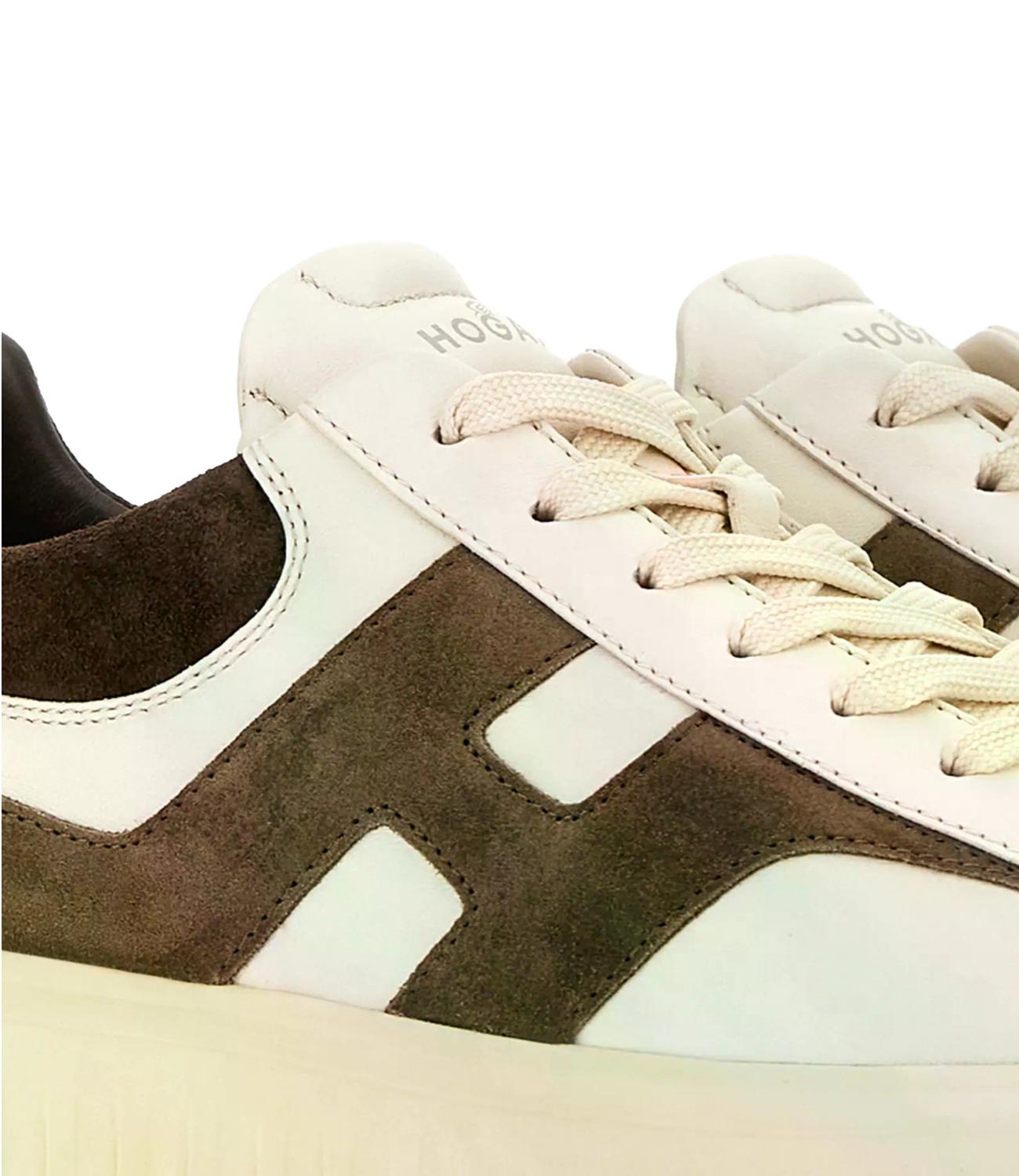 Sneakers Hogan H-Stripes Avorio Marrone uomo