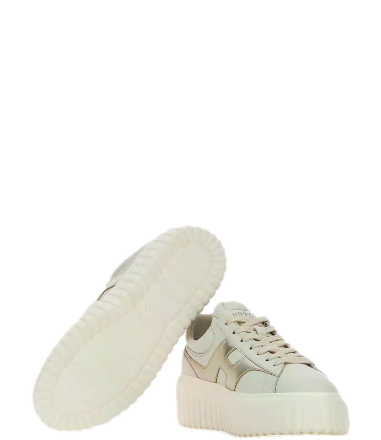Sneakers Hogan H-Stripes Oro Avorio donna