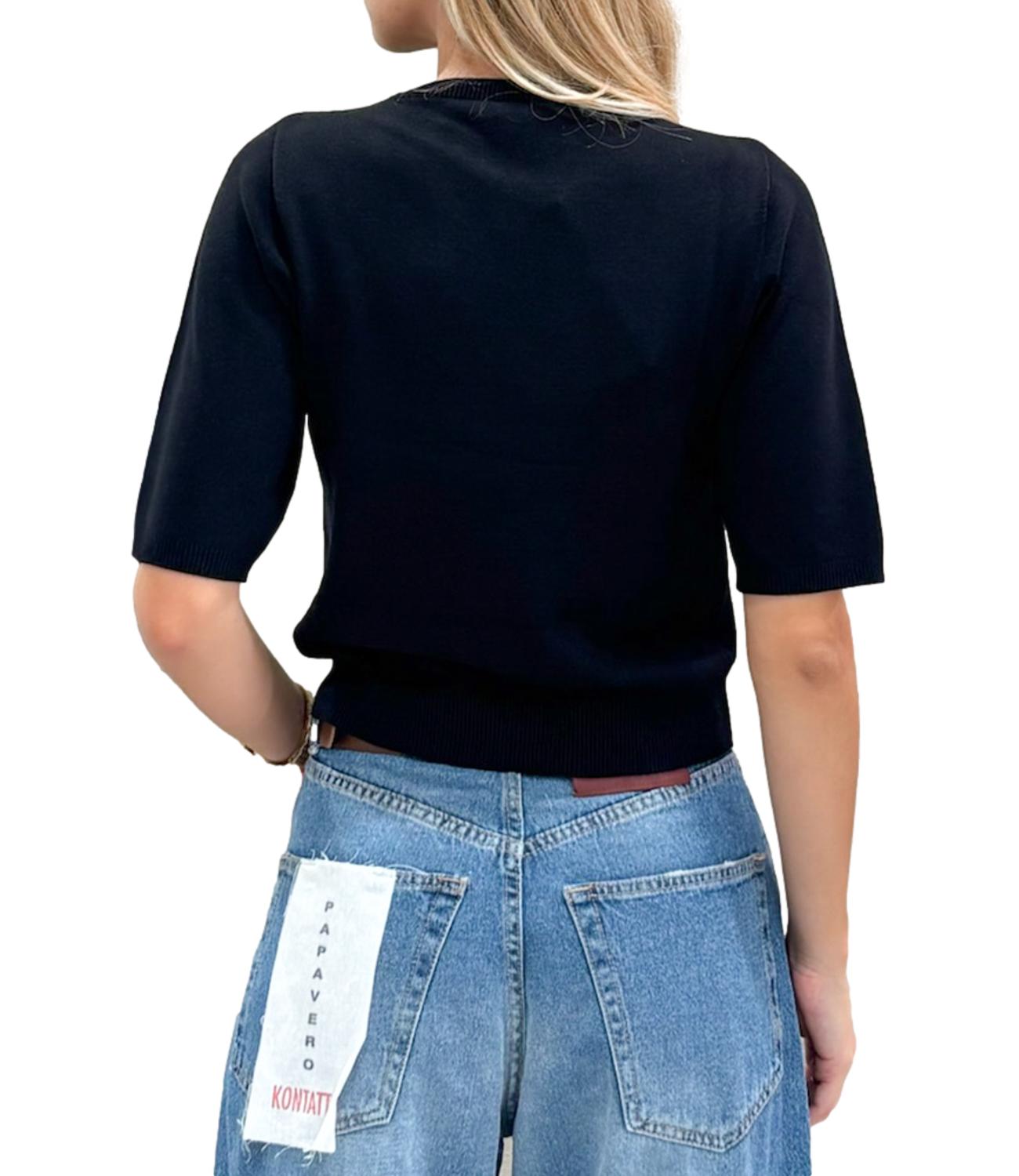 Kontatto Maglia Girocollo Manica Corta Nero Donna