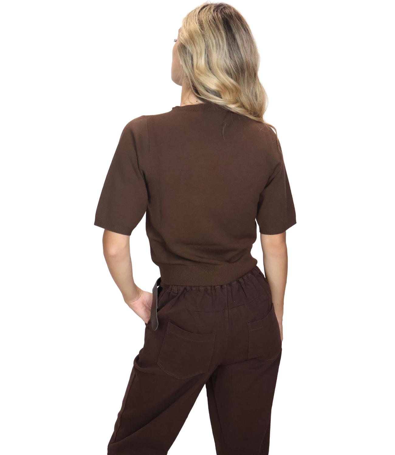 Kontatto Maglia Girocollo Manica Corta Moka Donna