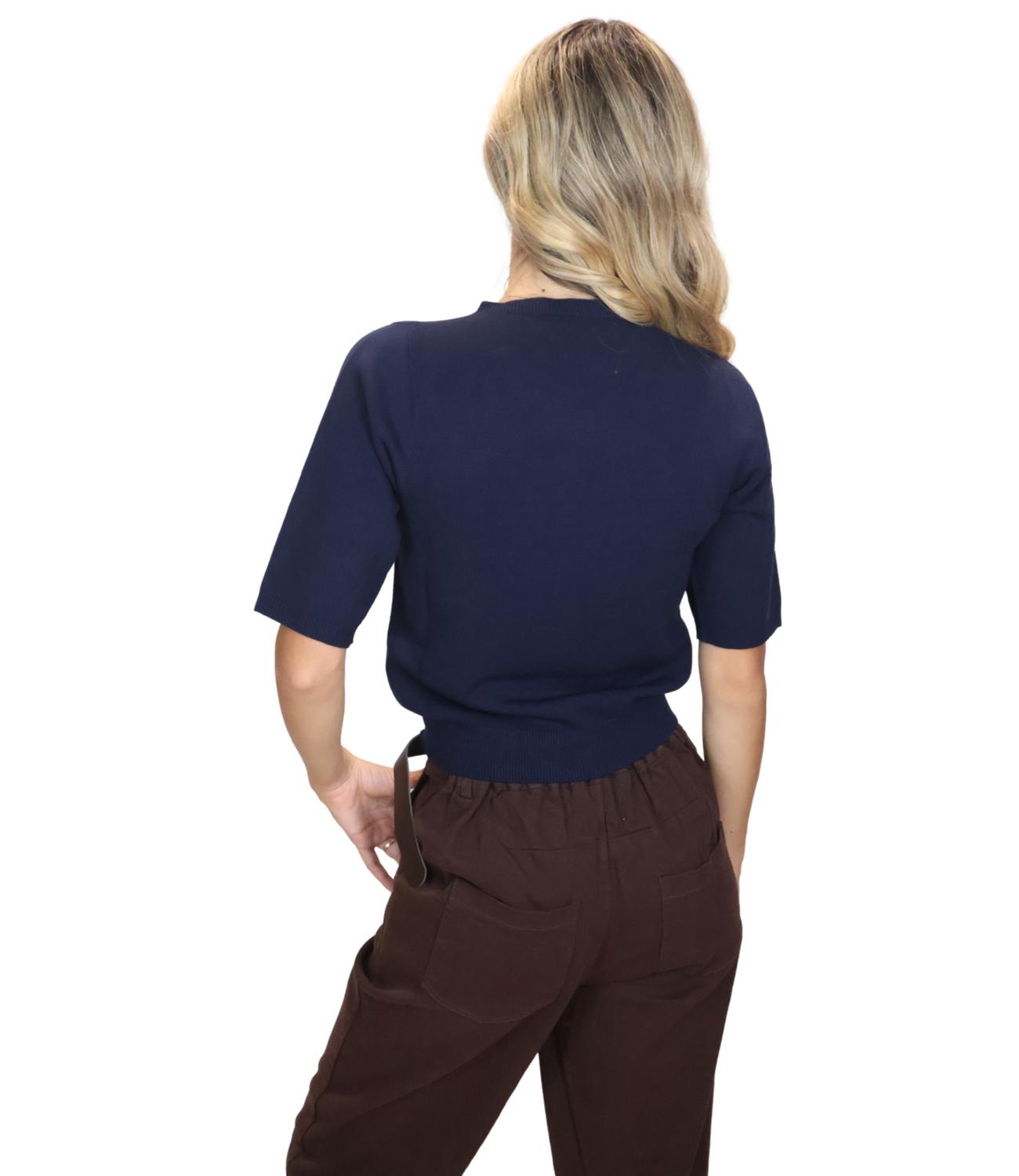 Kontatto Maglia Girocollo Manica Corta Navy Donna