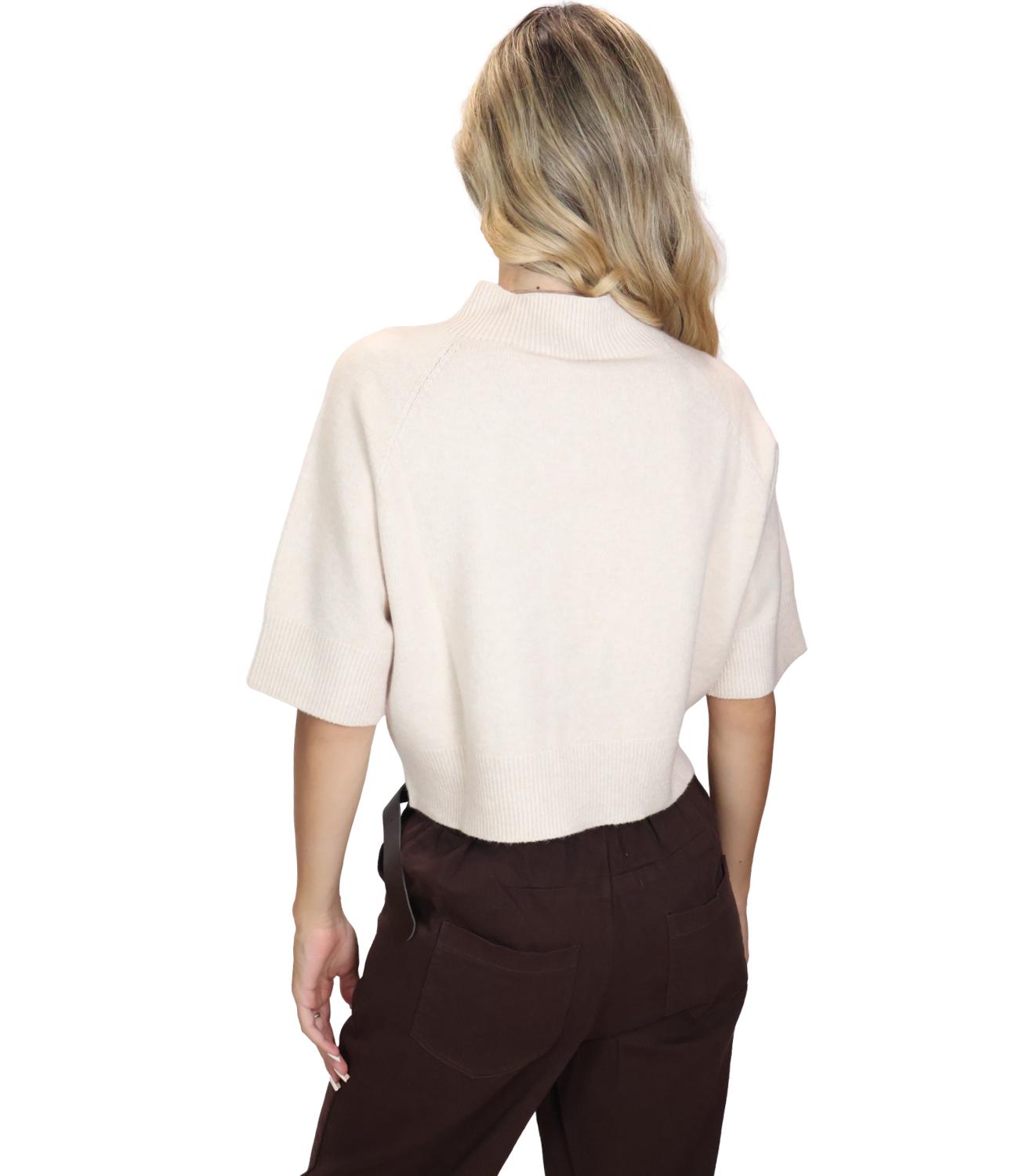 Kontatto Lupetto Manica Corta Beige Melange Donna