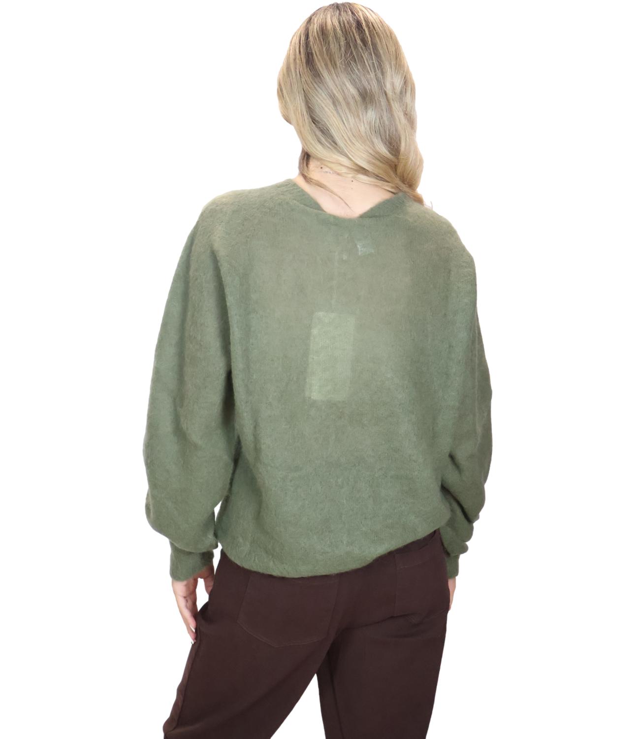Kontatto Maglia Girocollo Manica Raglan Khaki Donna