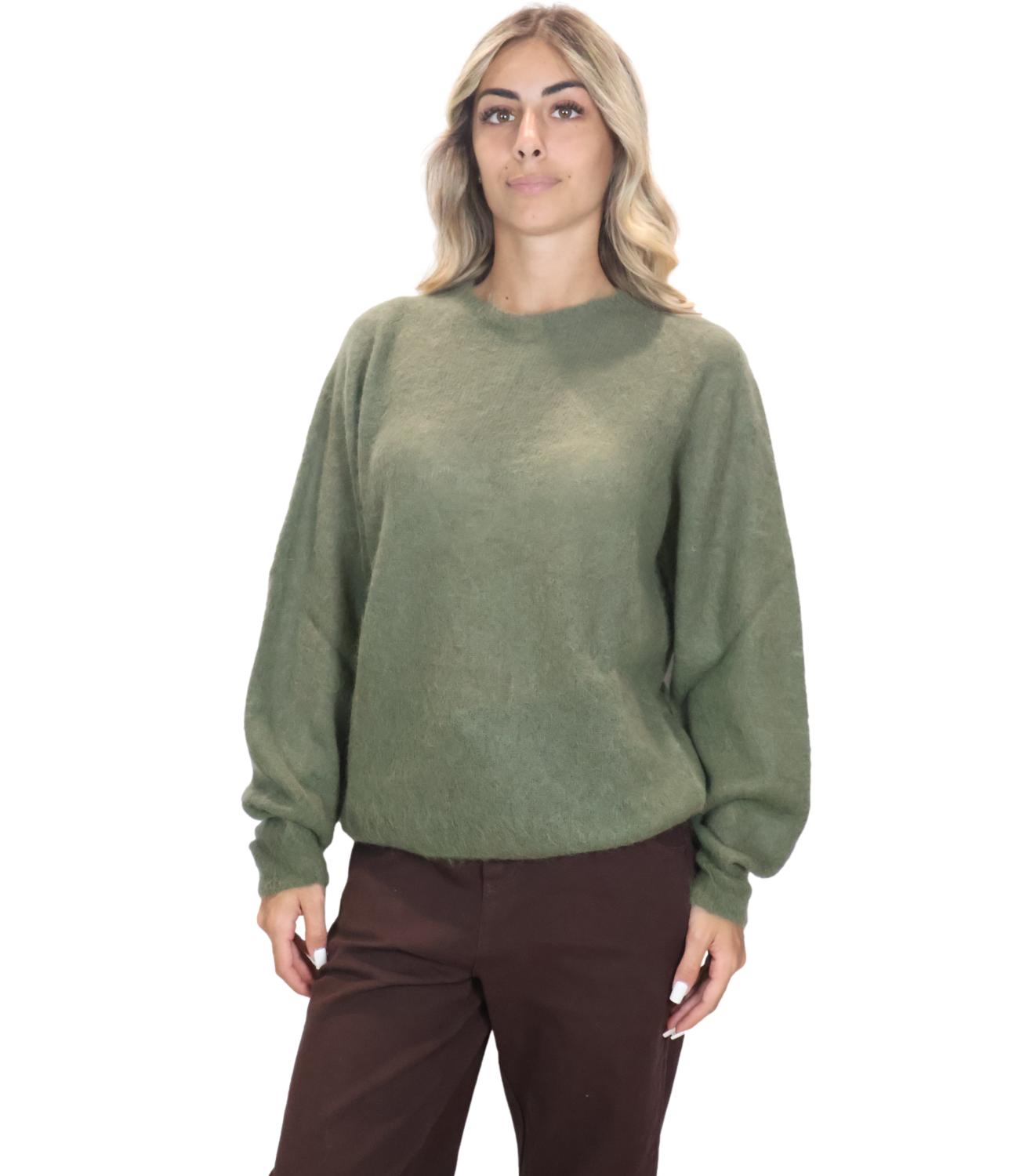 Kontatto Maglia Girocollo Manica Raglan Khaki Donna