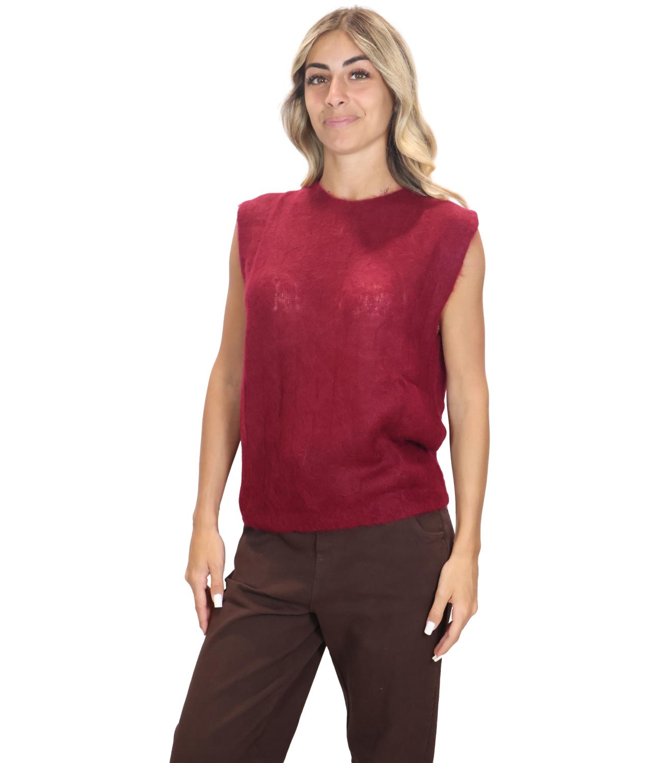 Kontatto Gilet Trecce Marsala Donna