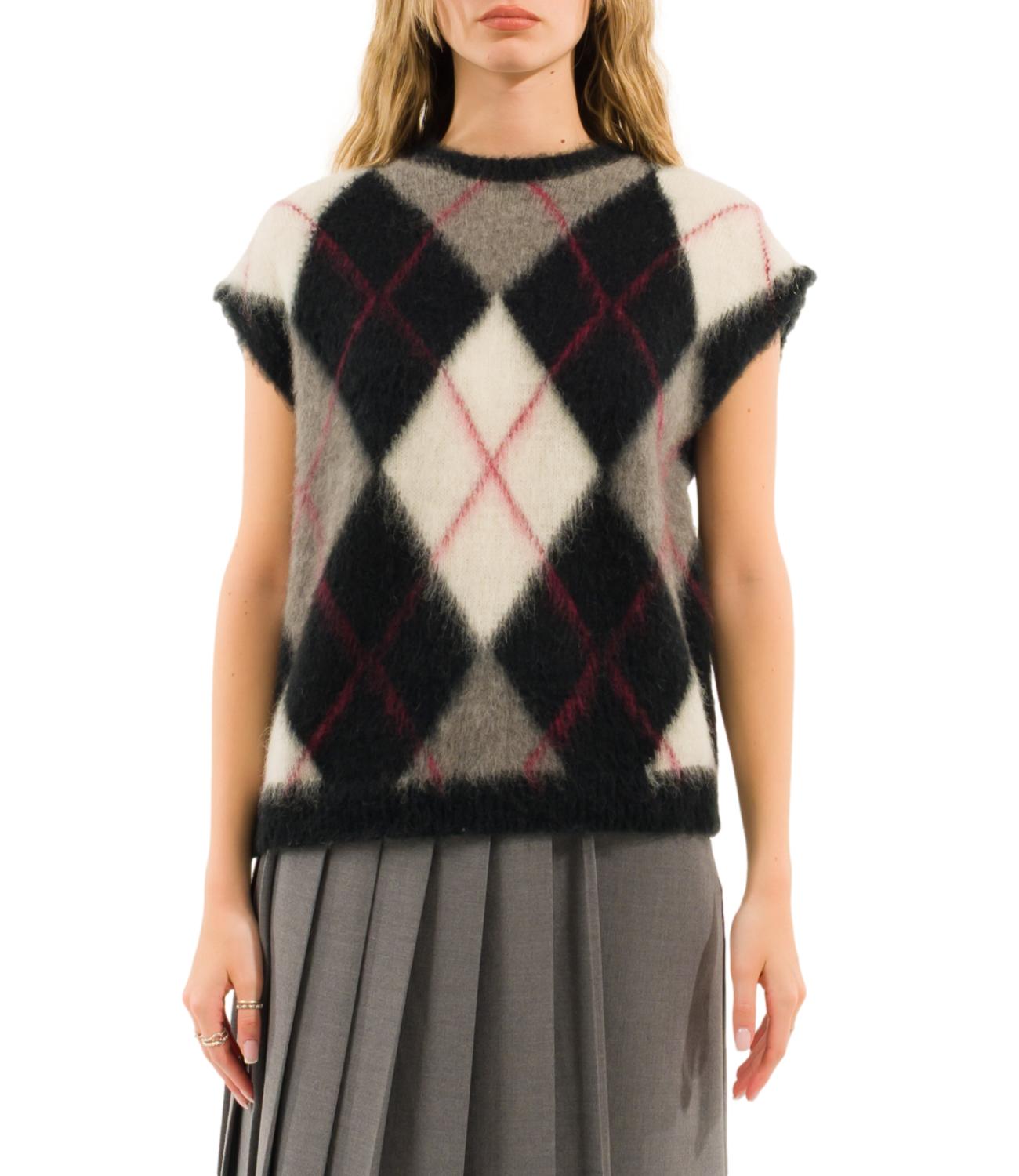 Kontatto Gilet Rombi Nero/Panna/Grigio Donna