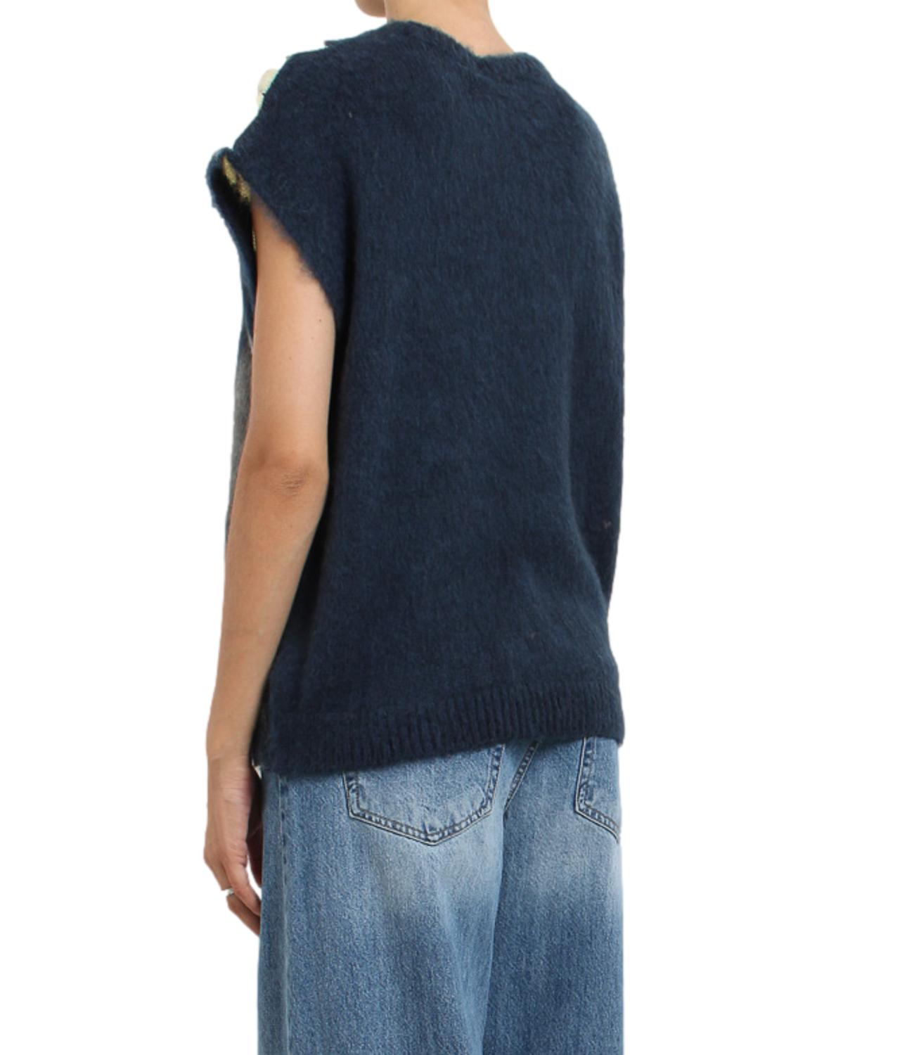 Kontatto Gilet Rombi Blu/Giallino/Grigio Donna