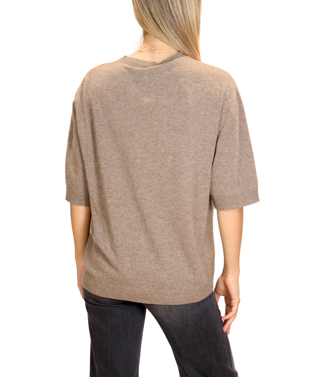 Kontatto Maglia Rombi Tortora/Arancio Donna