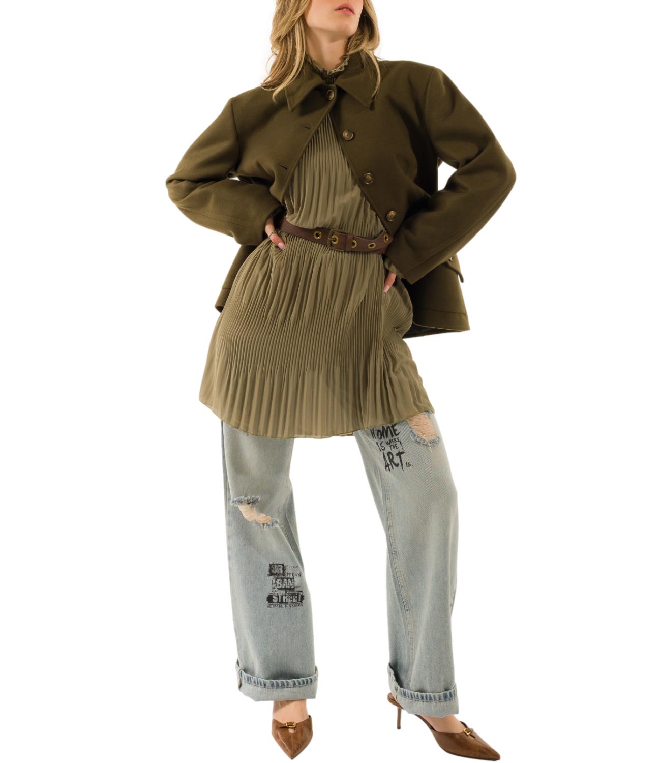 Kontatto Abito Plisse Khaki Donna