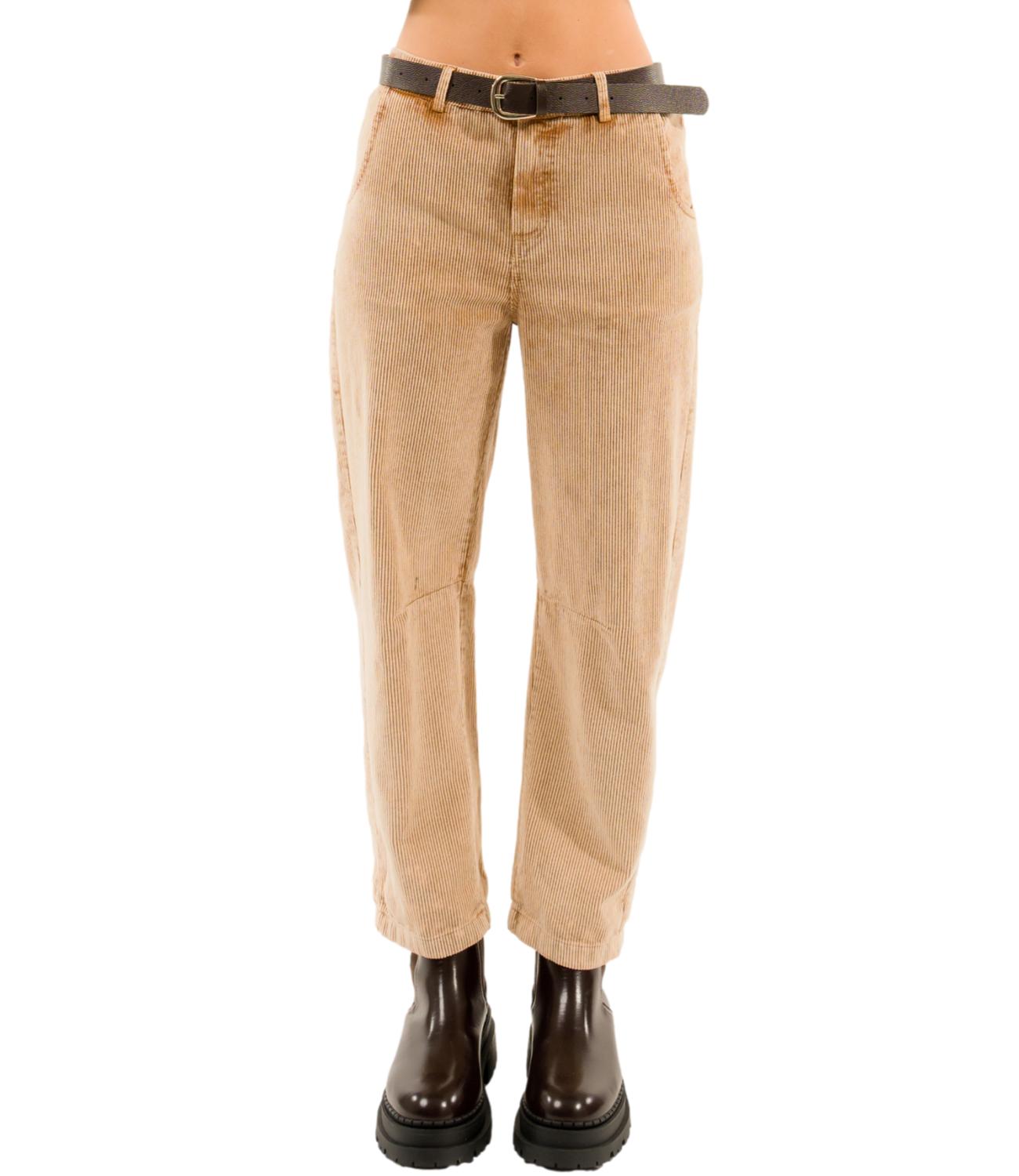 Kontatto Pantalone Barrel Velluto Sughero Donna