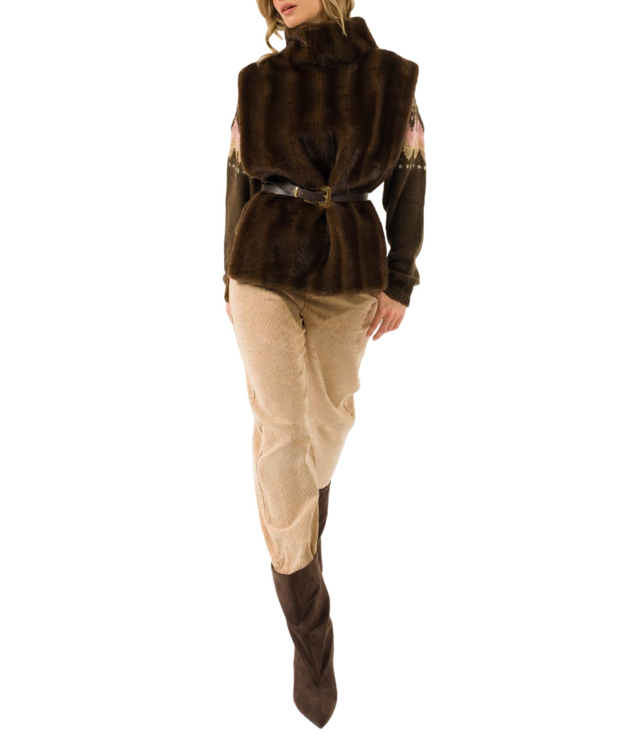 Kontatto Pantalone Barrel Velluto Sughero Donna