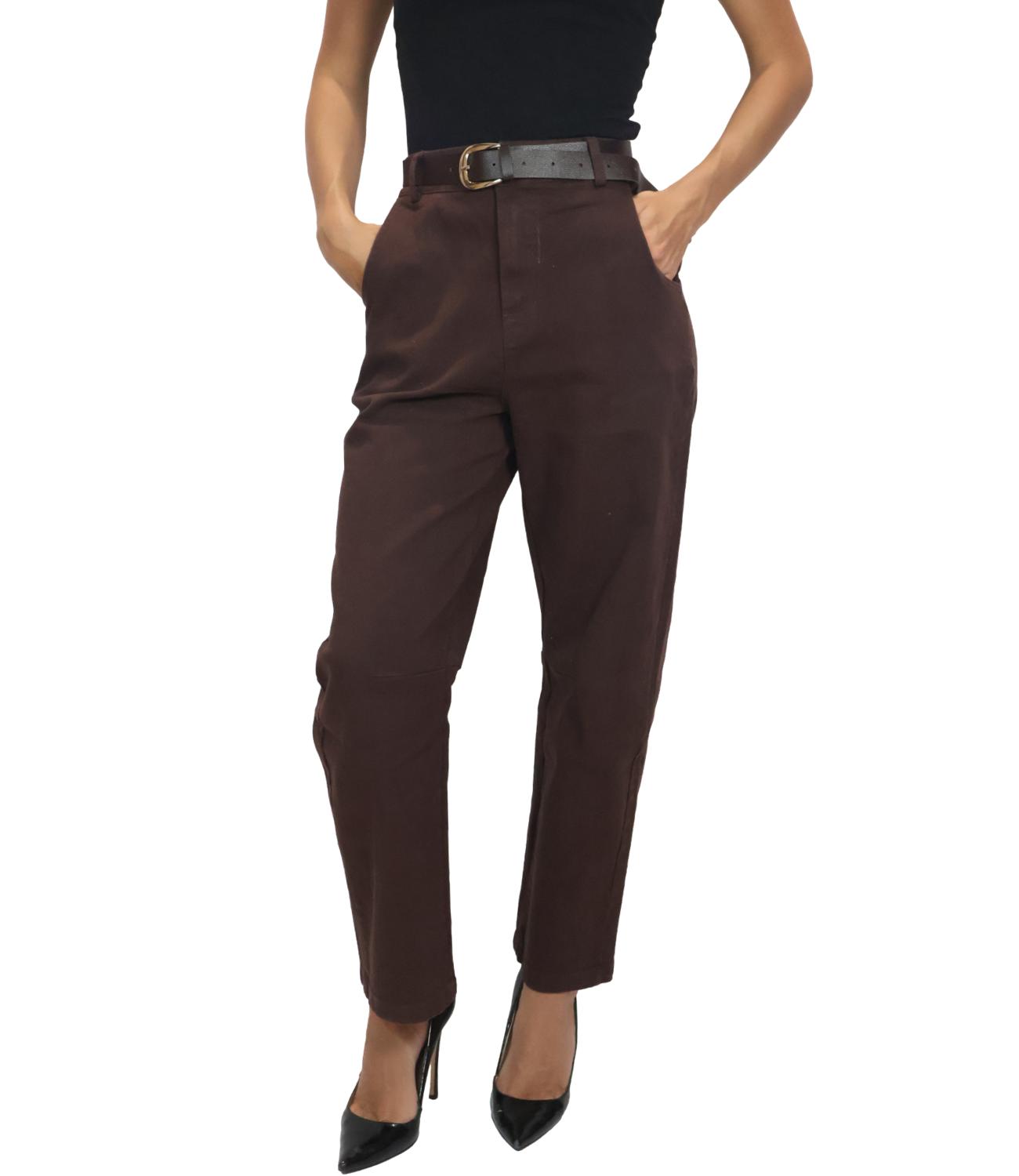 Kontatto Pantalone Barrel Moka Donna
