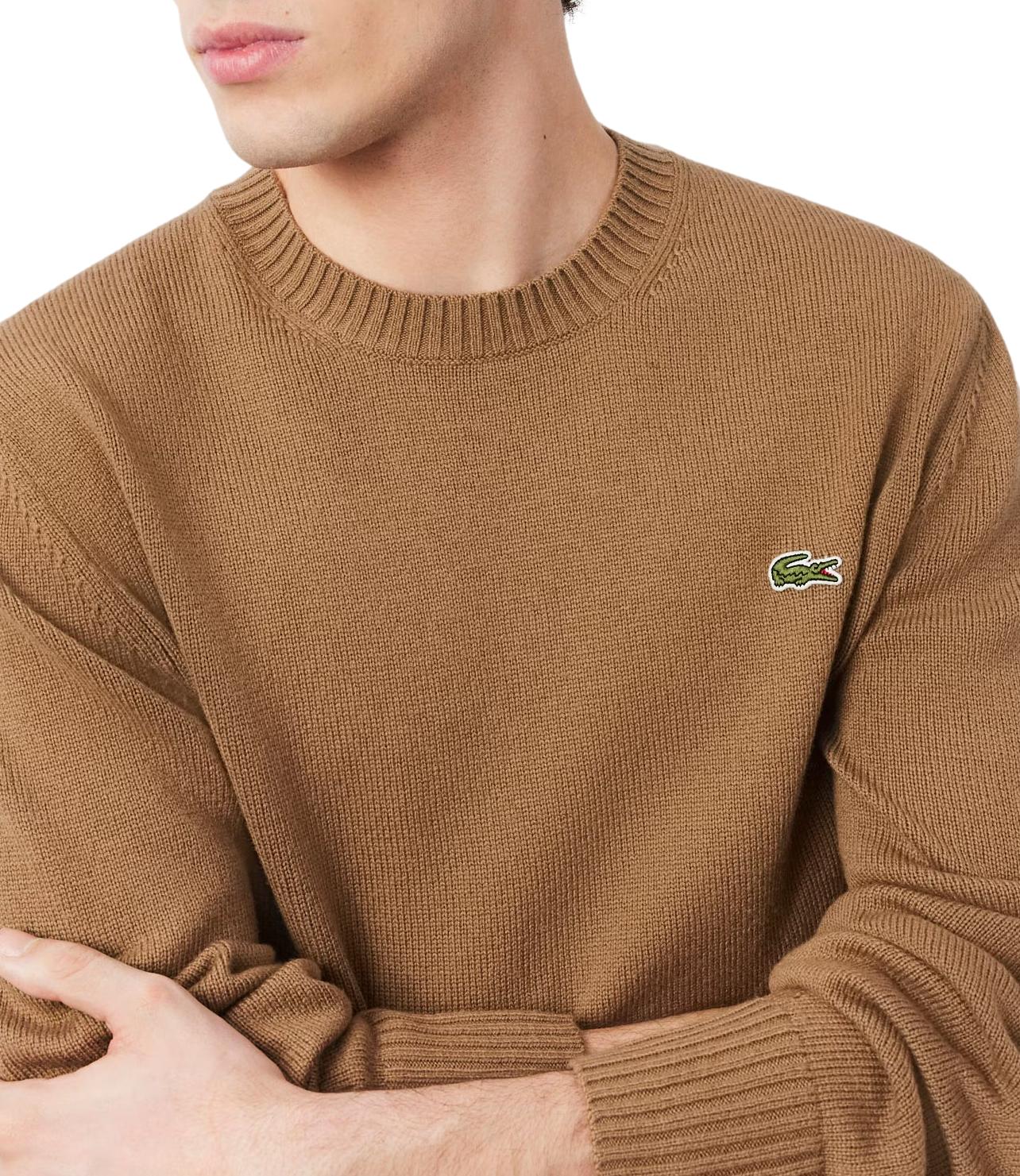 Maglione girocollo Lacoste beige cammello