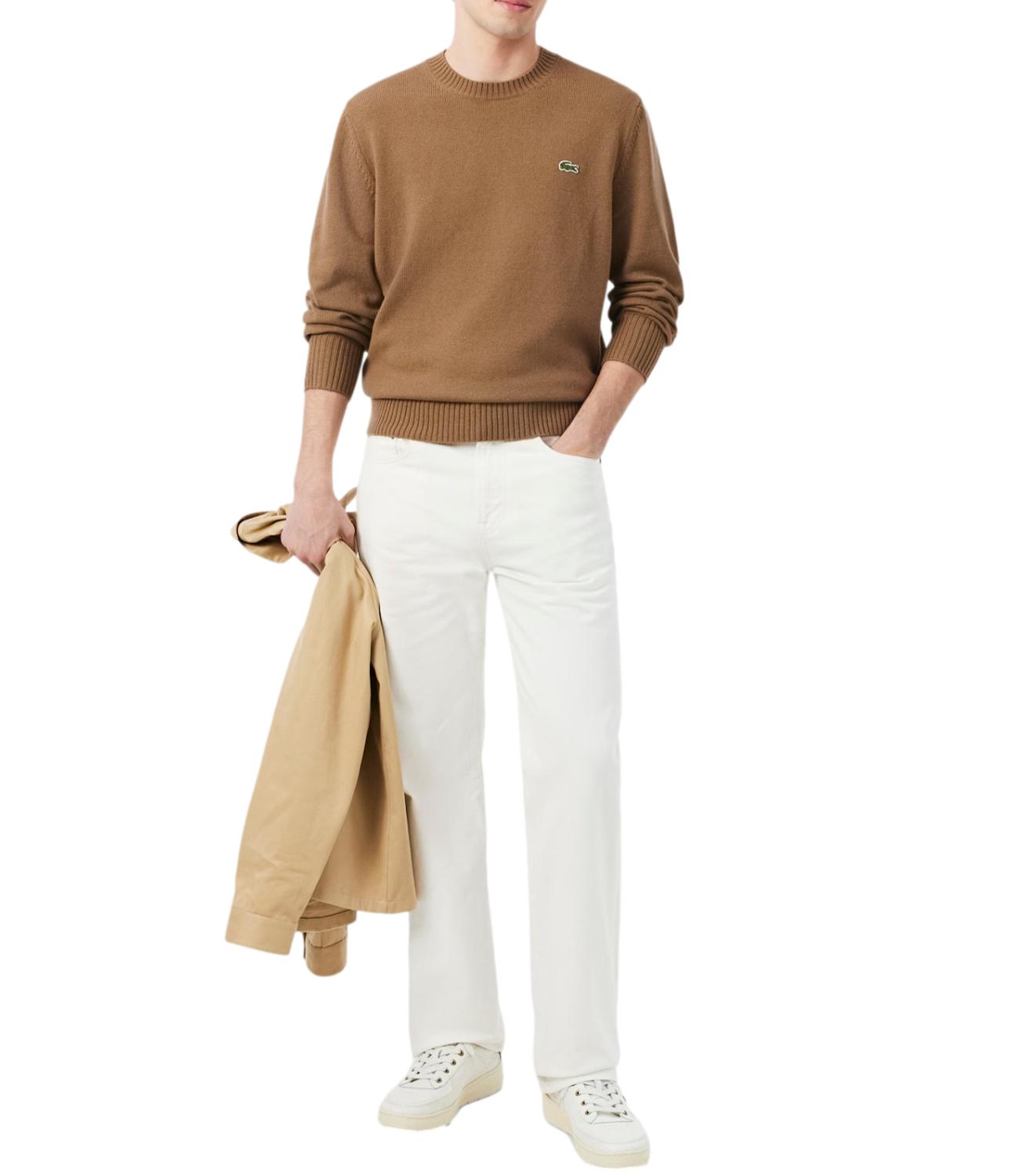 Maglione girocollo Lacoste beige cammello