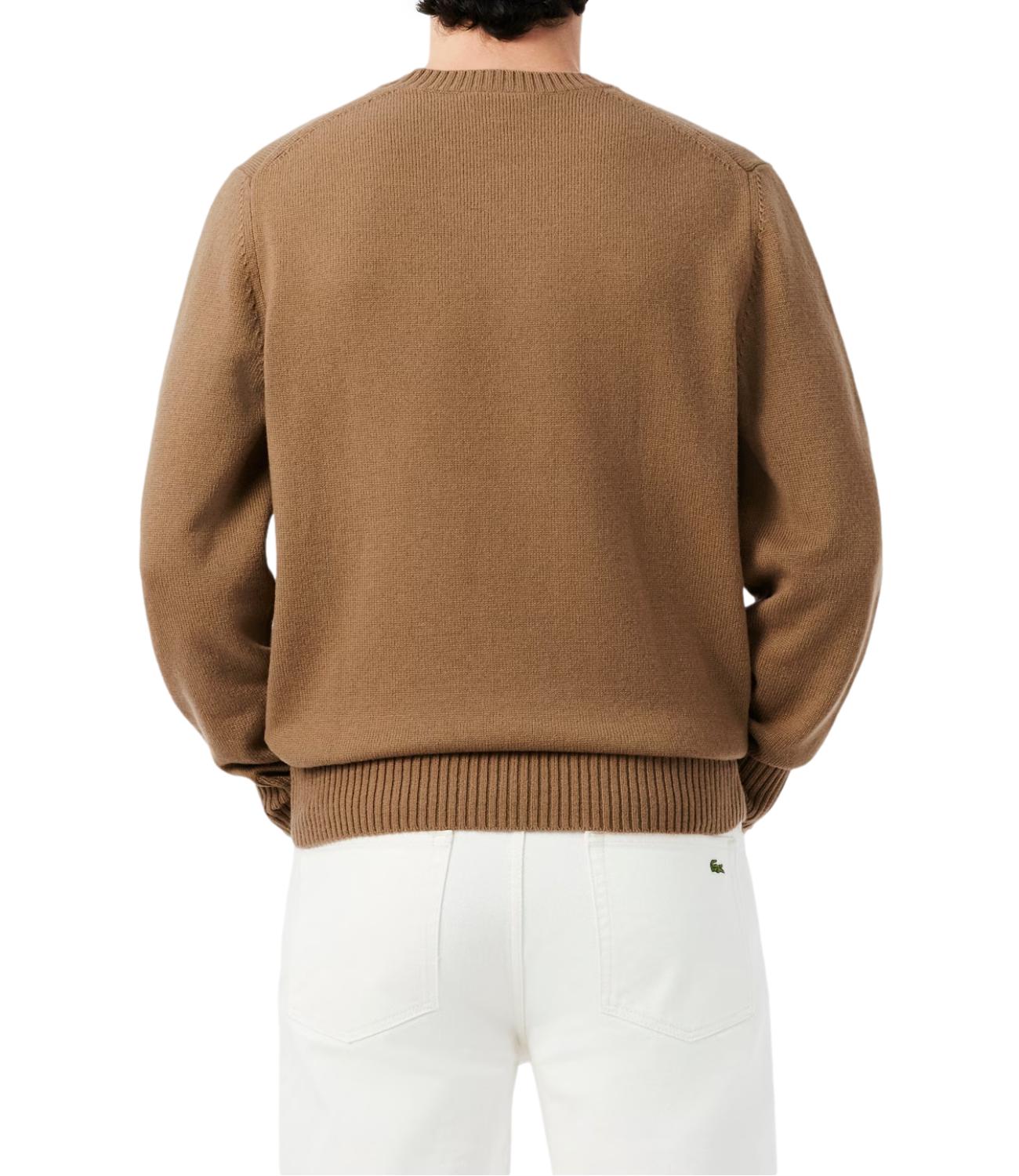Maglione girocollo Lacoste beige cammello