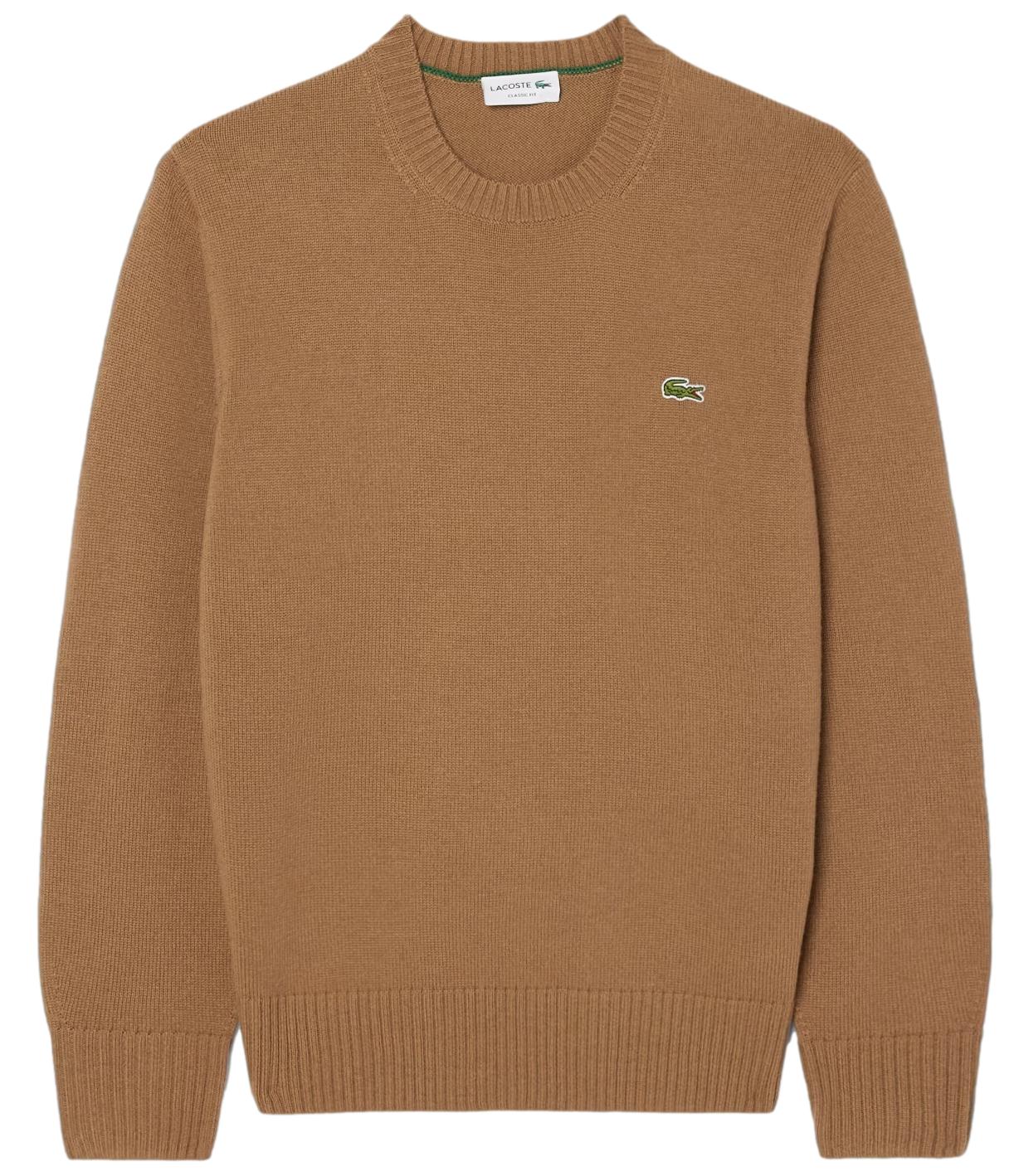 Maglione girocollo Lacoste beige cammello
