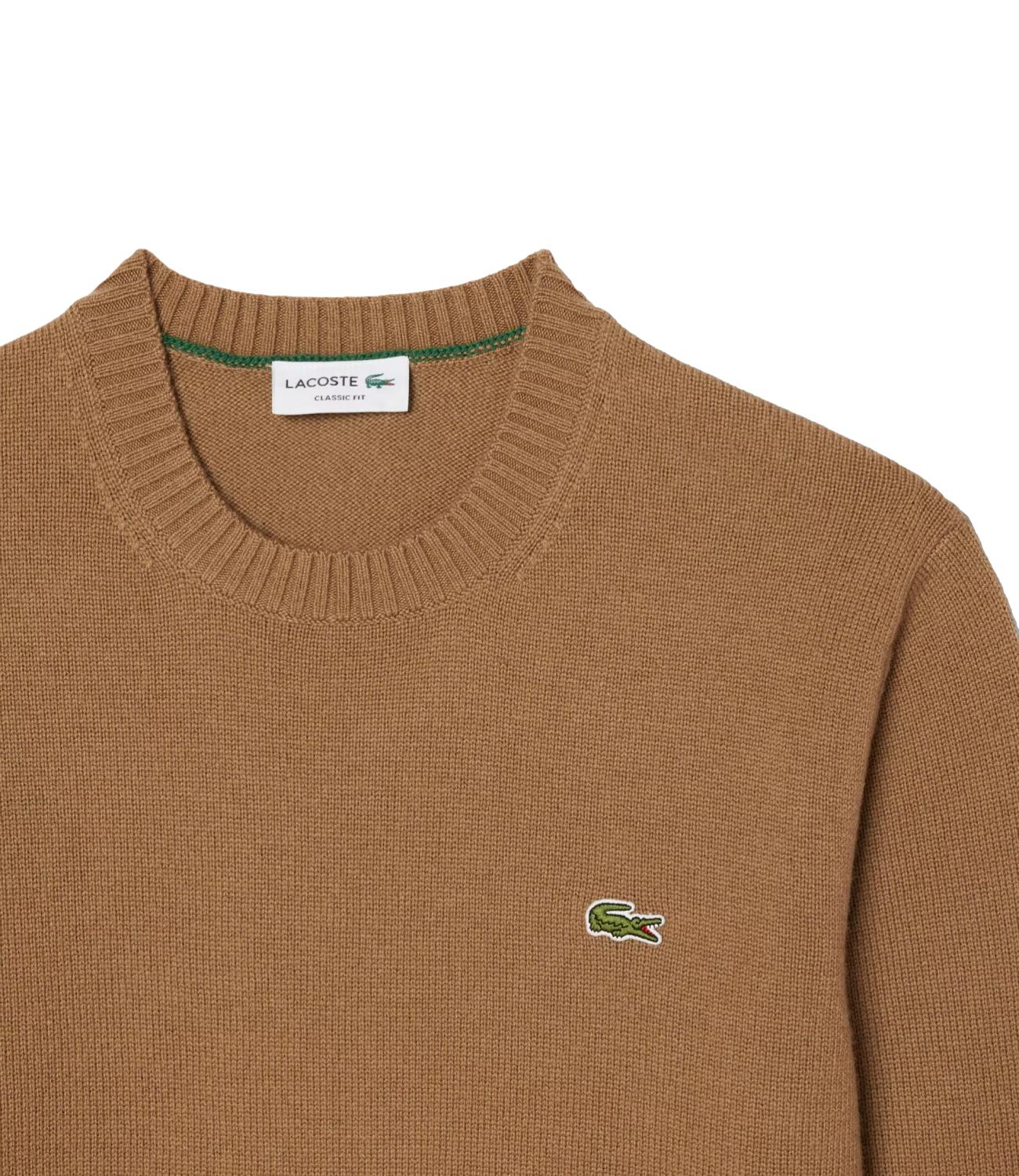 Maglione girocollo Lacoste beige cammello