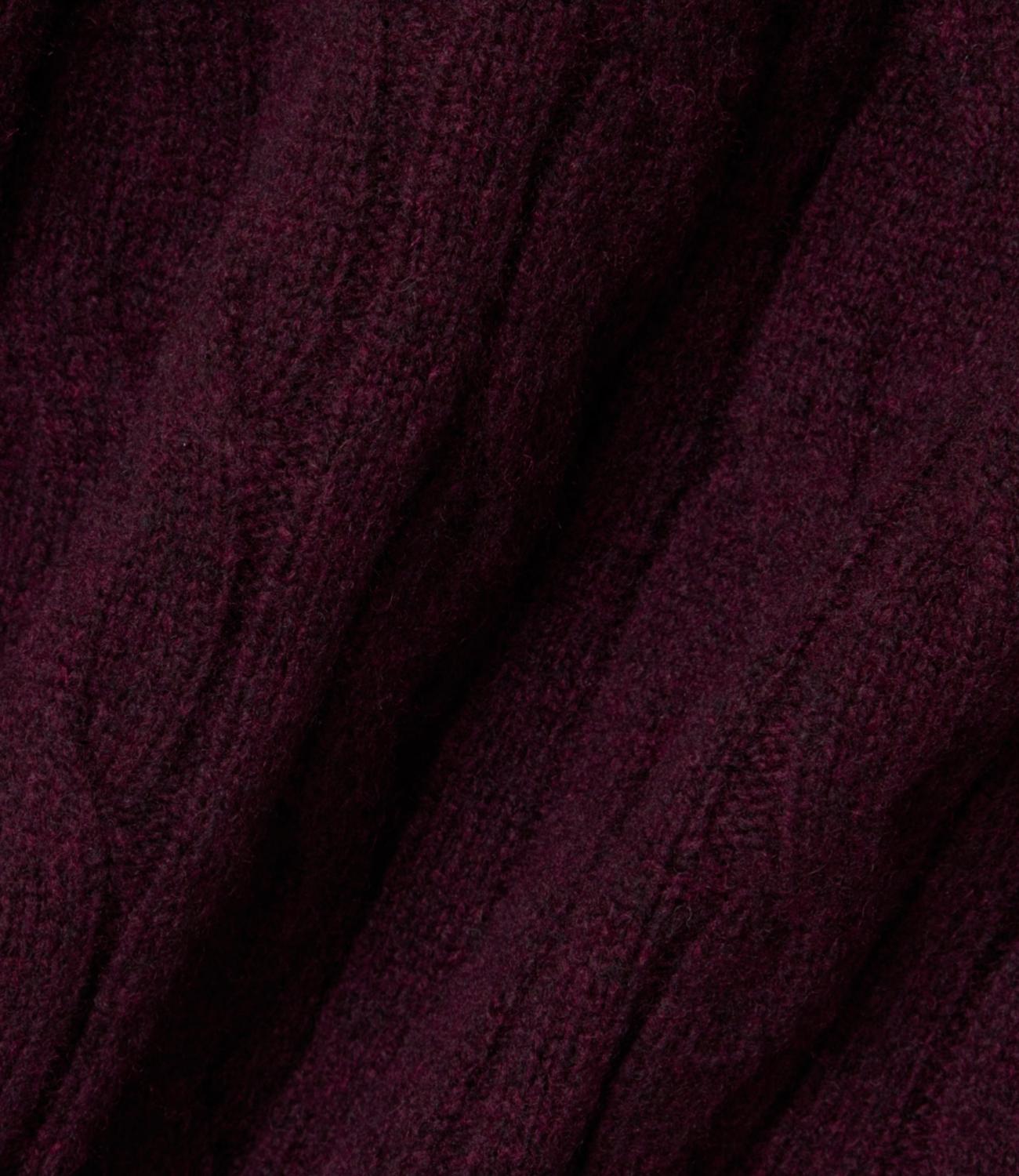 Lacoste Maglione girocollo a trecce in lana cardata bordeaux
