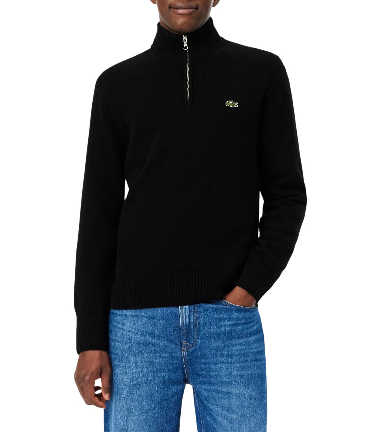 Lacoste pullover a collo alto in lana nero